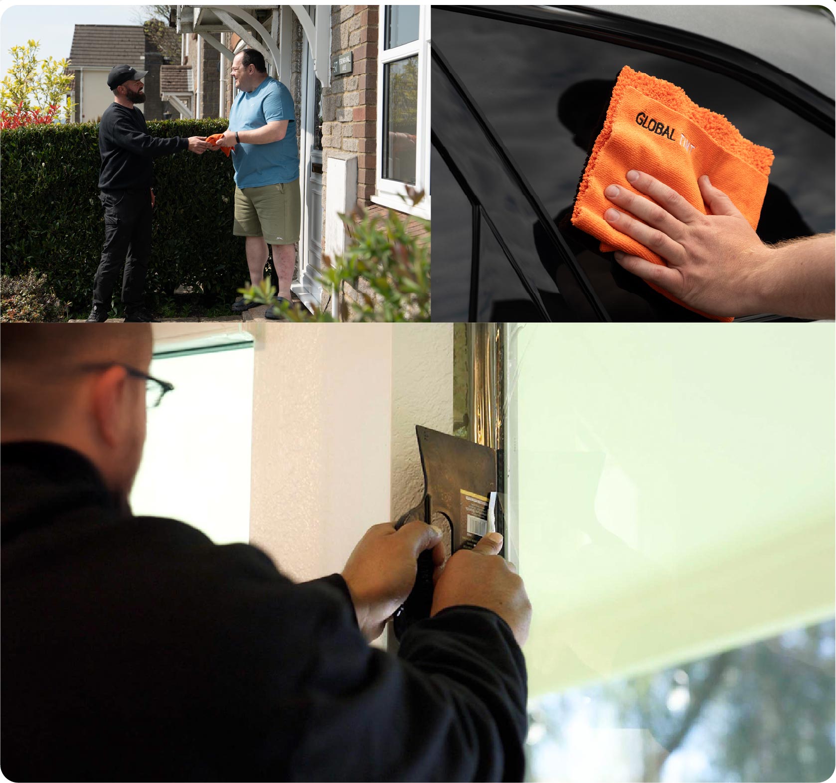Global Tint Installer Cutting Home Window Film in Aldershot