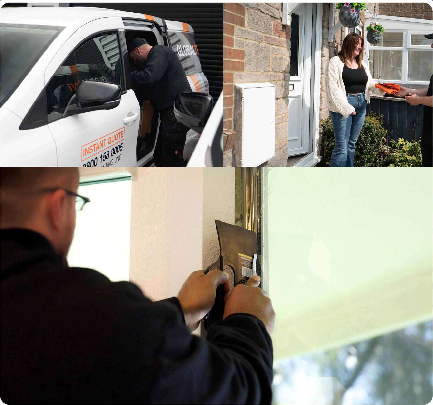 Global Tint Installer Cutting Home Window Film in Aylesbury
