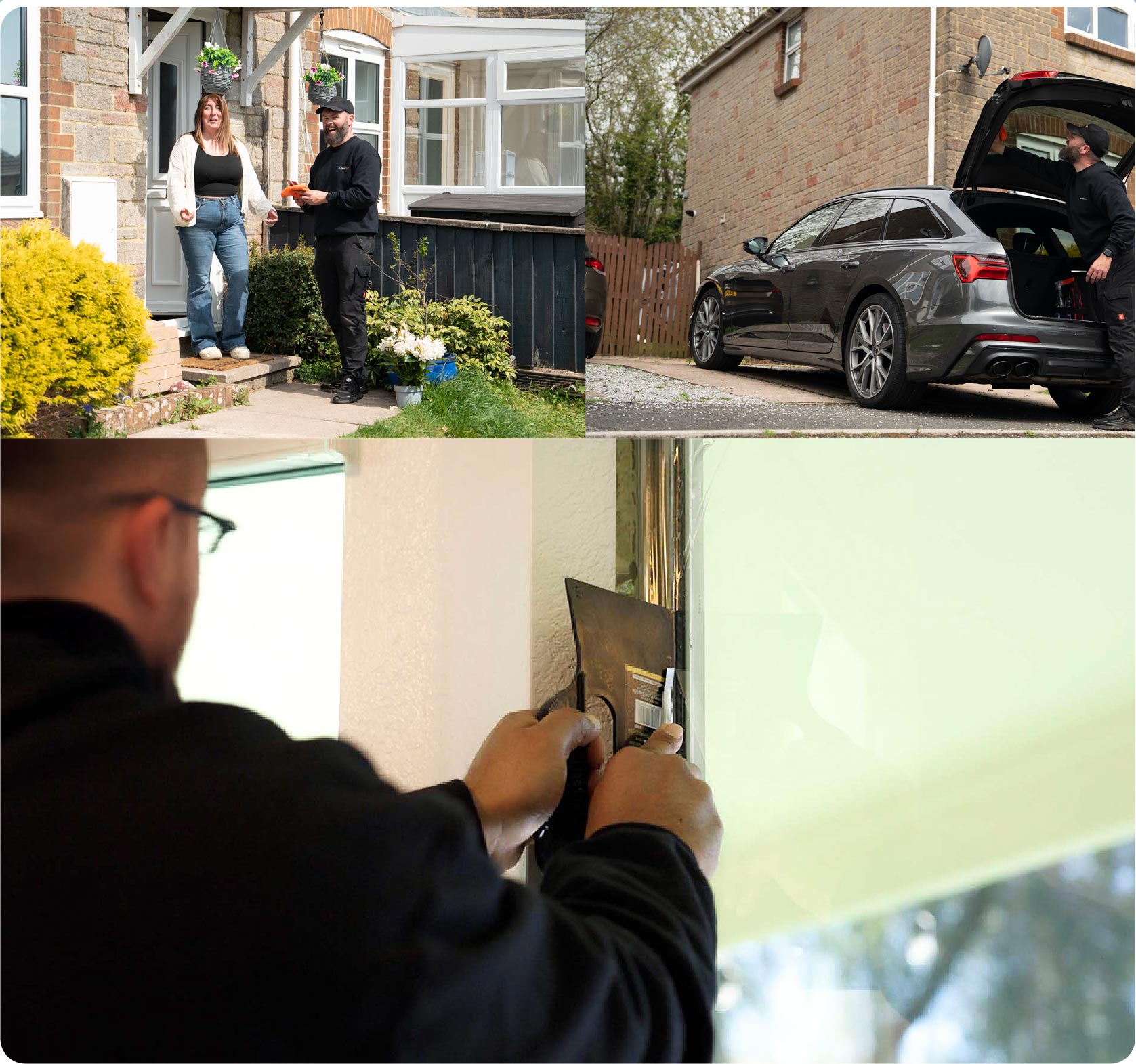 Global Tint Installer Cutting Home Window Film in Bicester