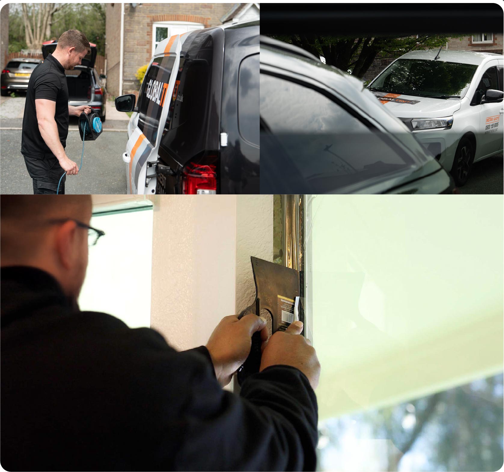 Global Tint Installer Cutting Home Window Film in Bournemouth