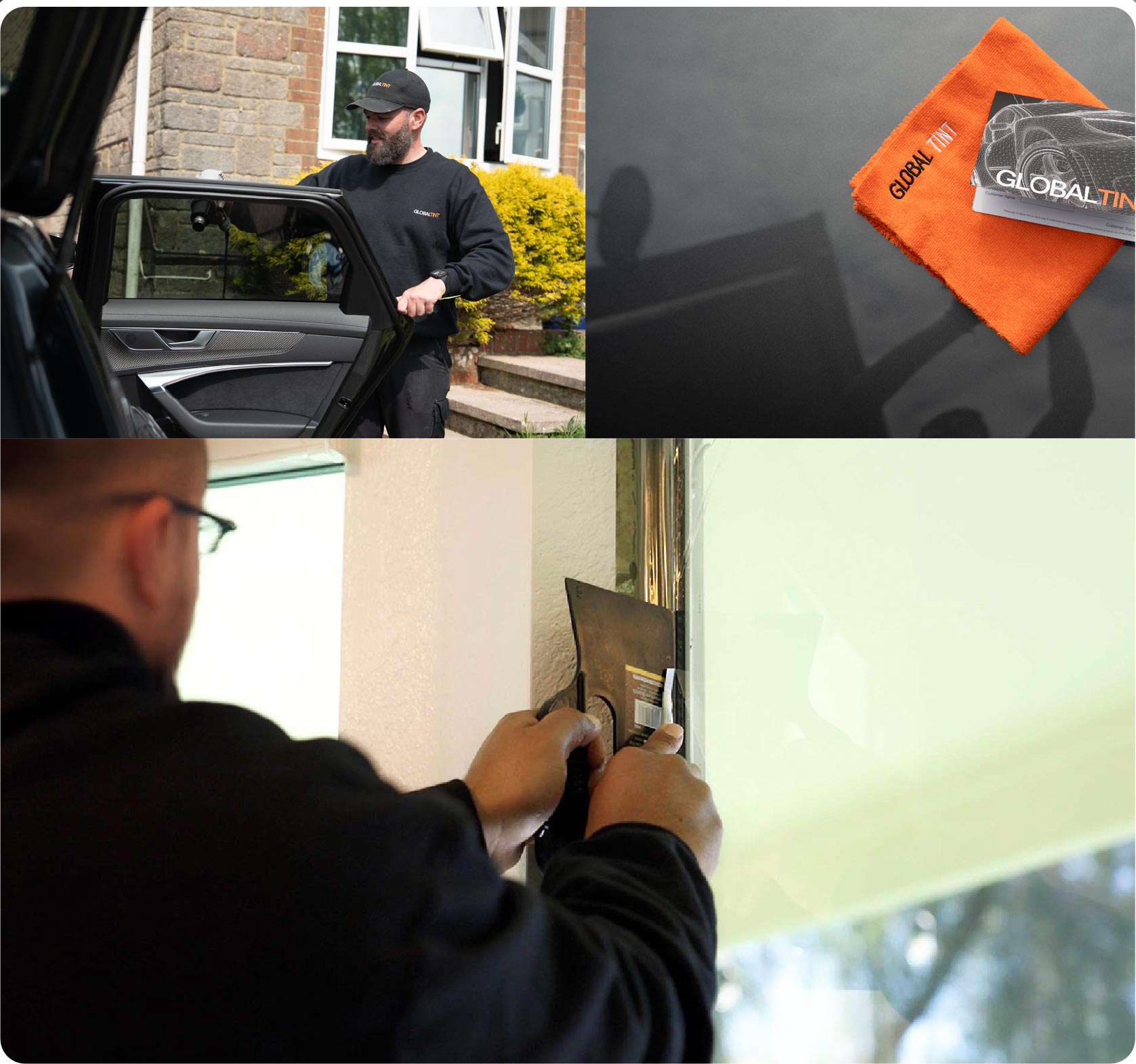 Global Tint Installer Cutting Home Window Film in Bracknell