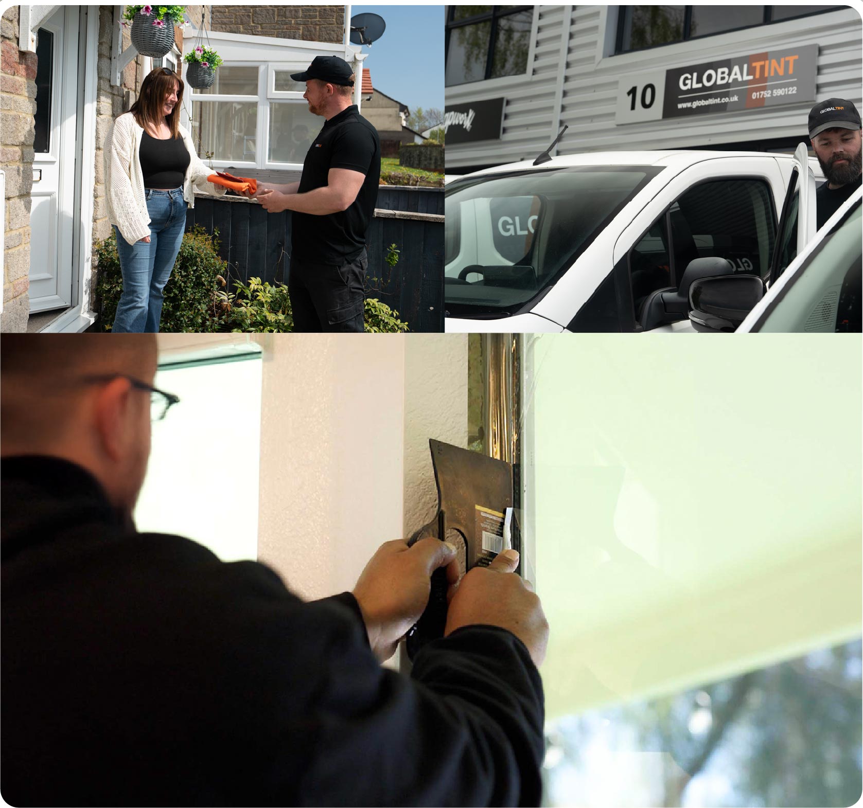 Global Tint Installer Cutting Home Window Film in Bridgwater