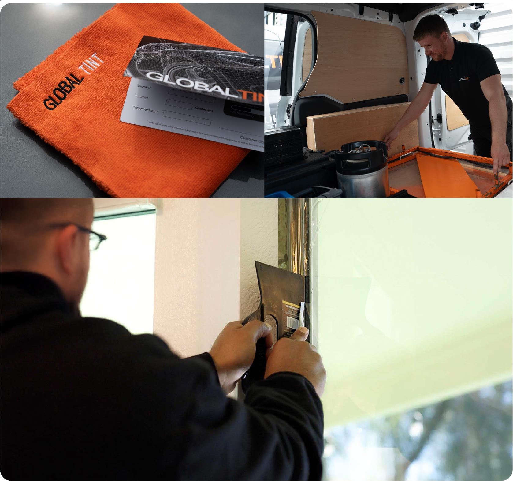 Global Tint Installer Cutting Home Window Film in Bury