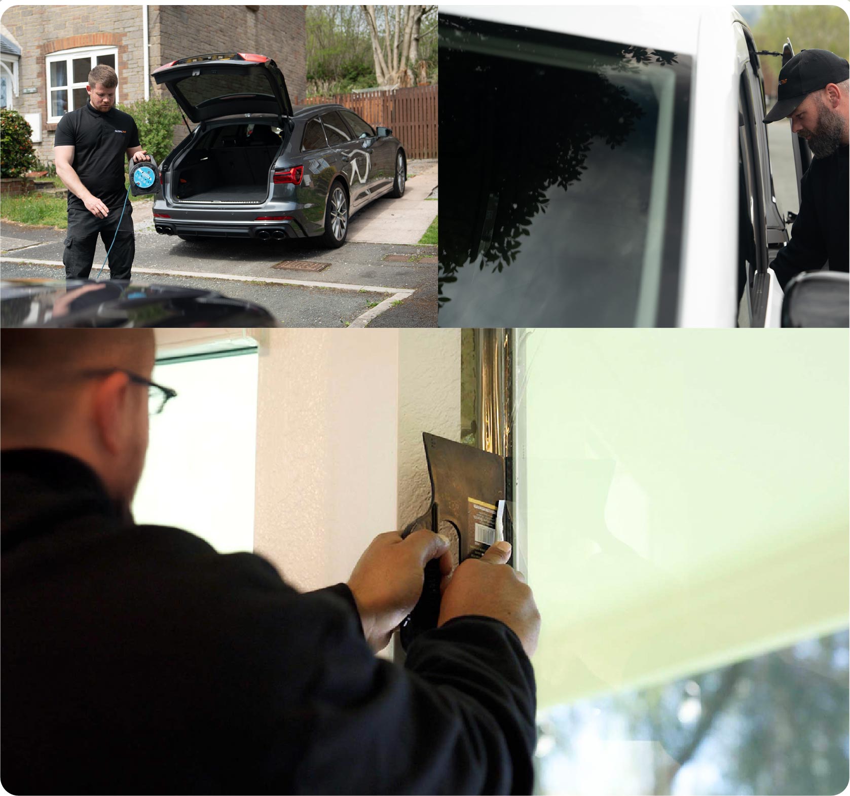 Global Tint Installer Cutting Home Window Film in Castleford