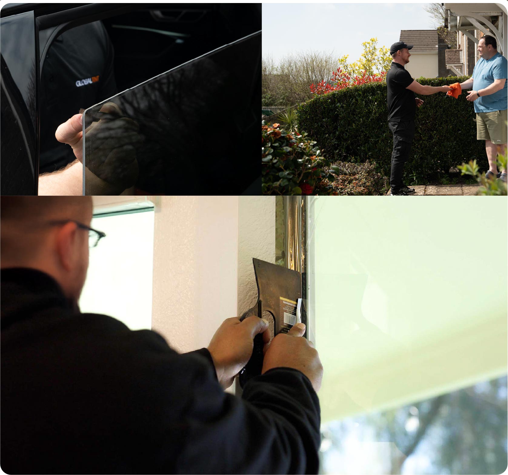 Global Tint Installer Cutting Home Window Film in Clacton-on-Sea
