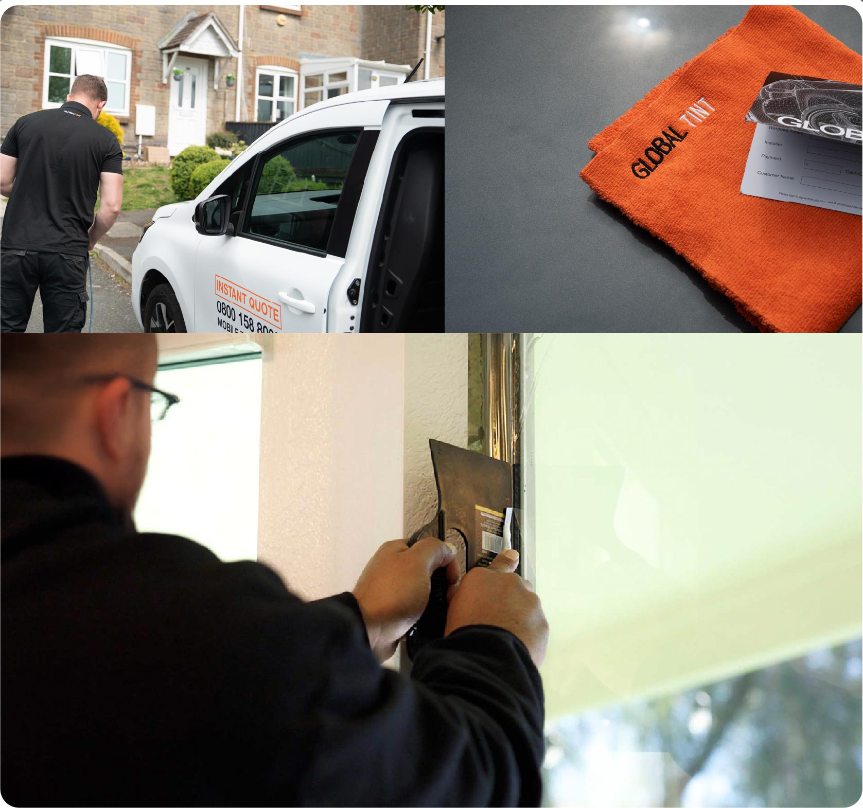 Global Tint Installer Cutting Home Window Film in Corby
