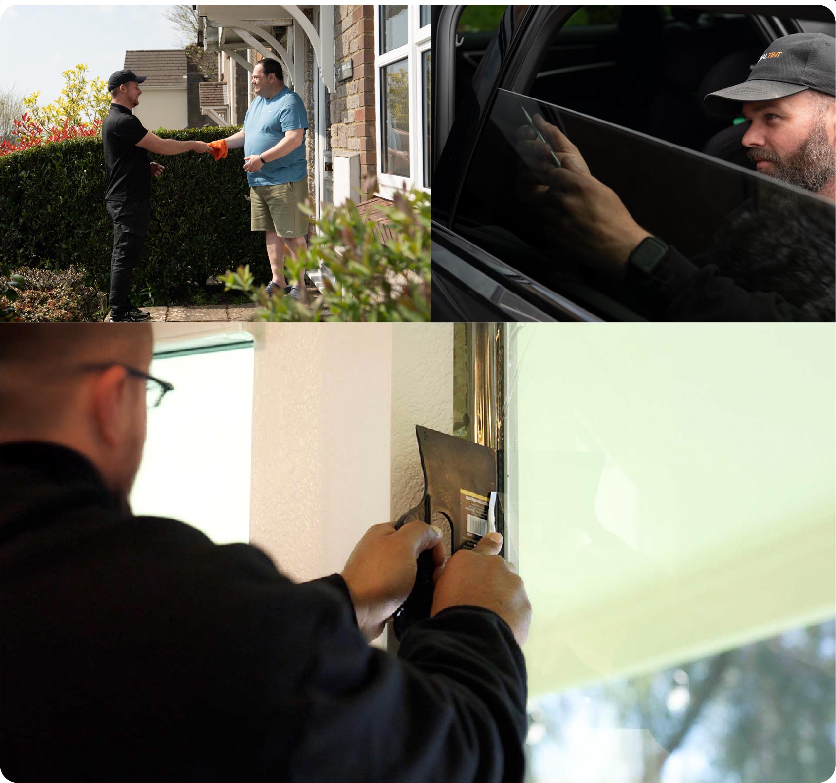 Global Tint Installer Cutting Home Window Film in Coventry