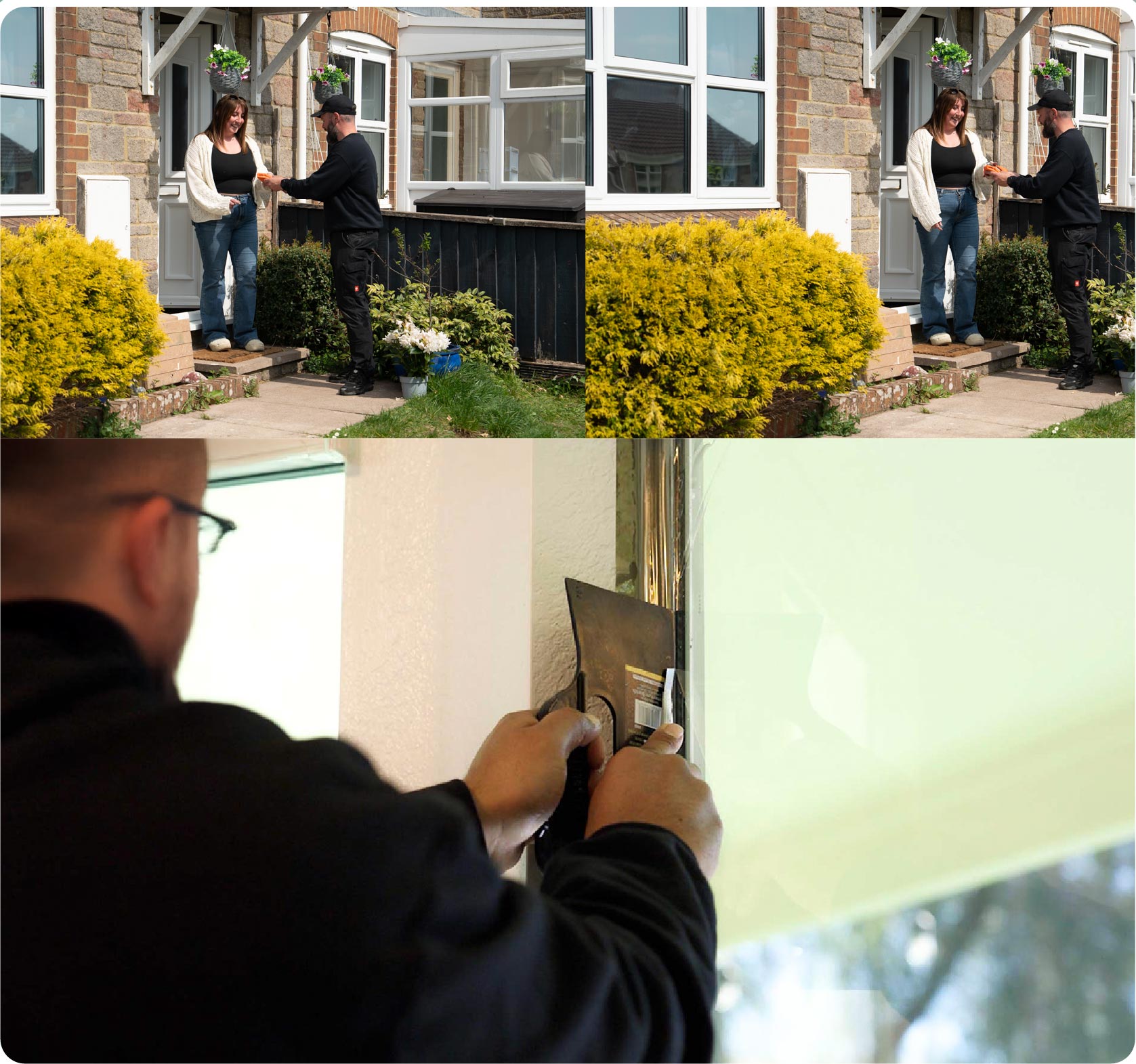 Global Tint Installer Cutting Home Window Film in Derby
