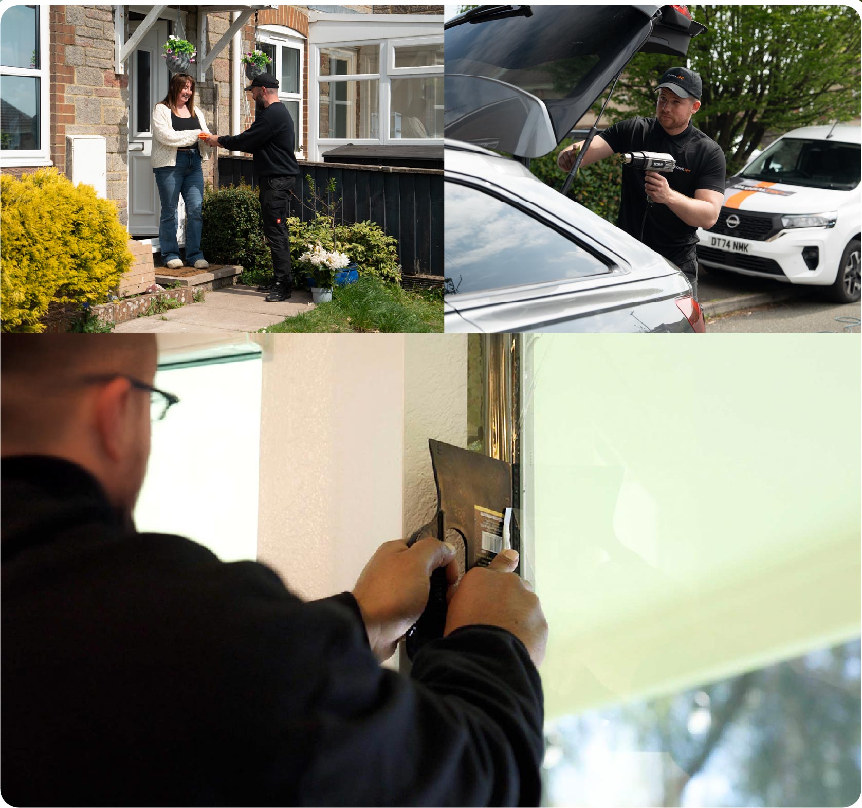 Global Tint Installer Cutting Home Window Film in Eastleigh