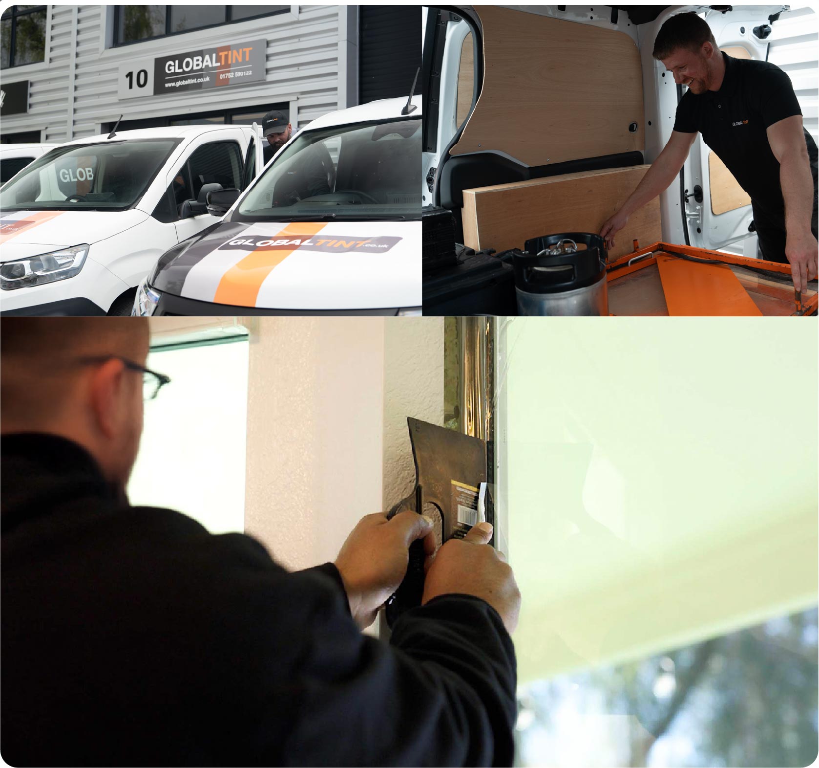 Global Tint Installer Cutting Home Window Film in Ellesmere Port