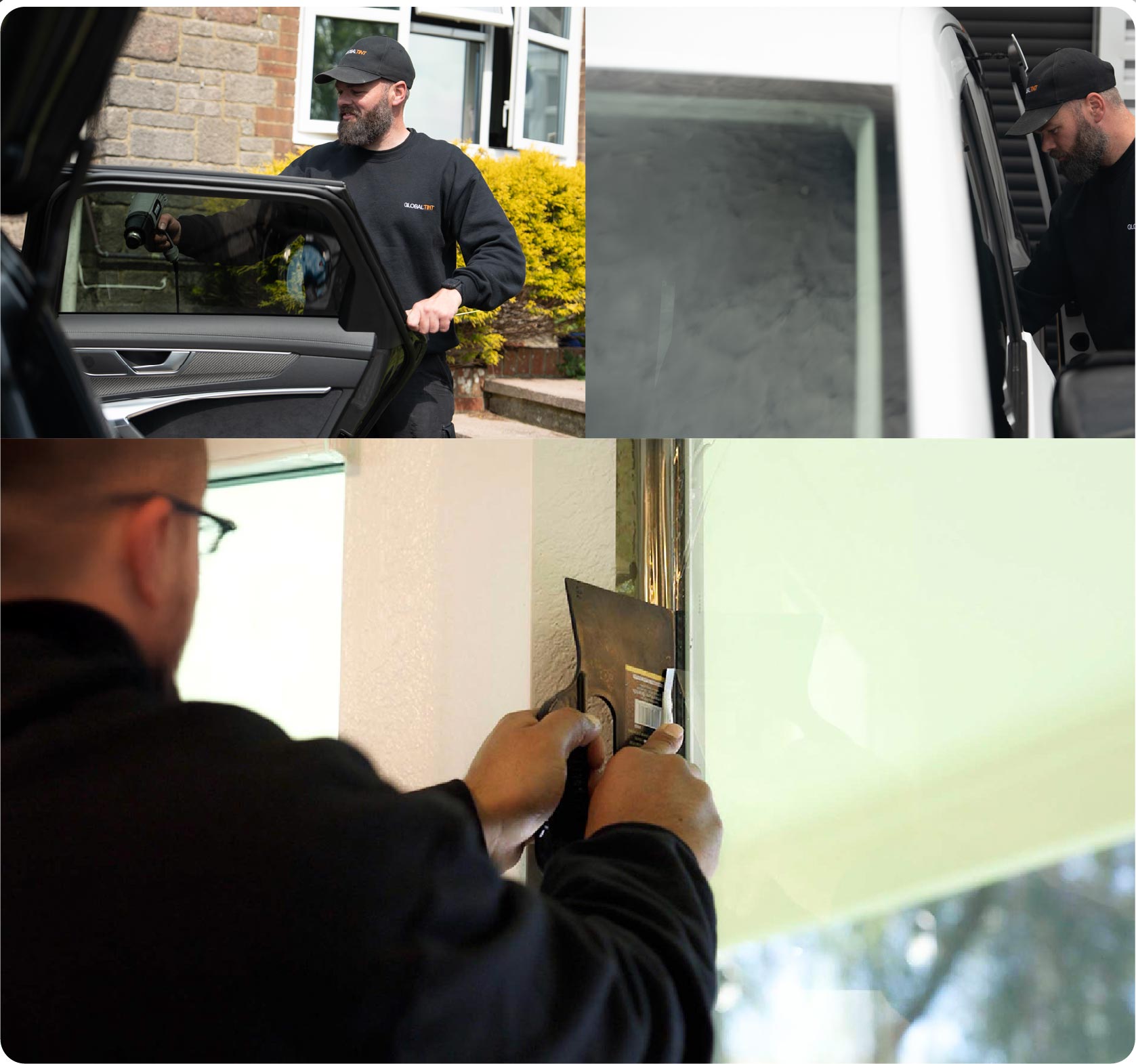 Global Tint Installer Cutting Home Window Film in Farnborough