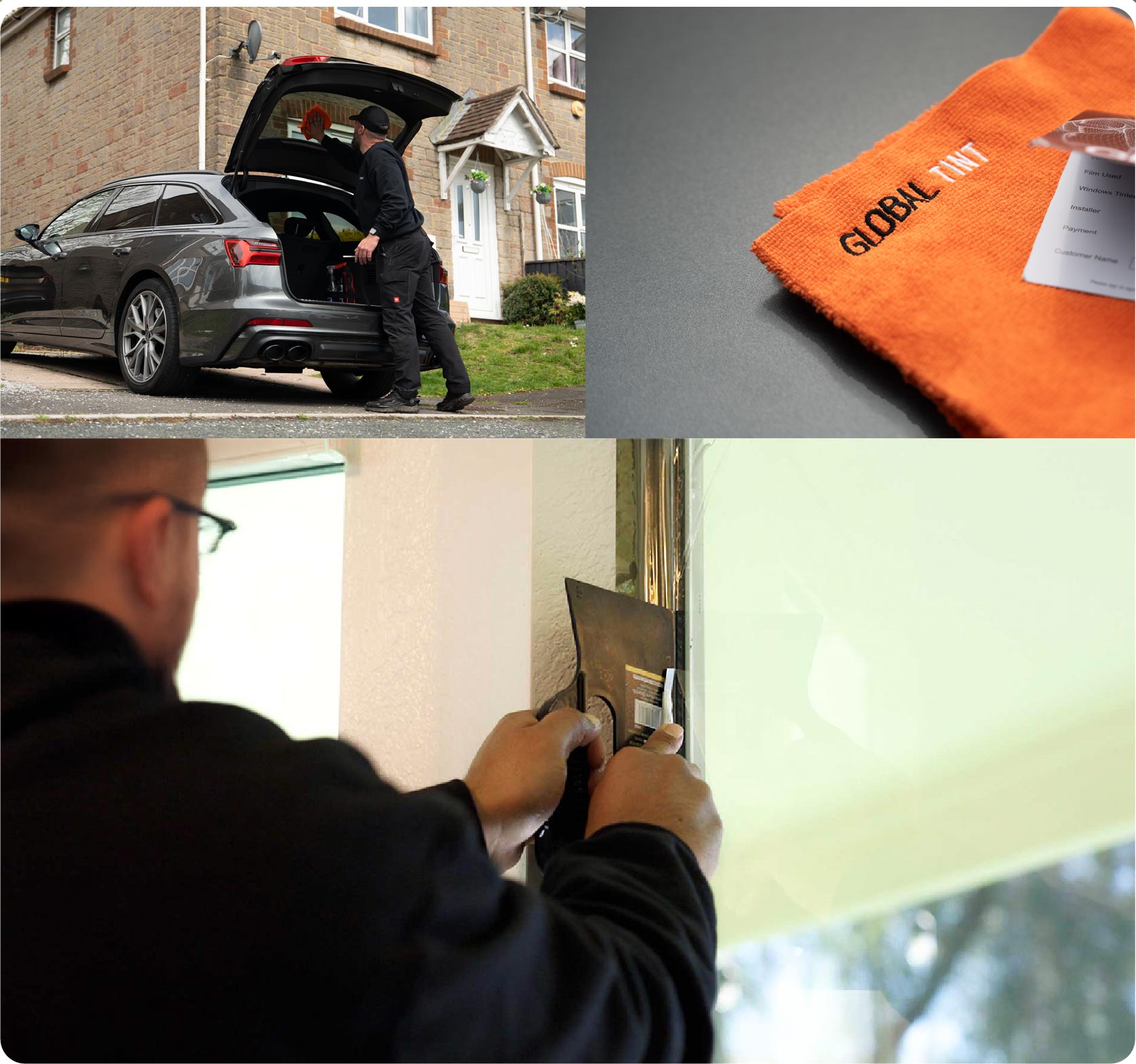 Global Tint Installer Cutting Home Window Film in Halesowen