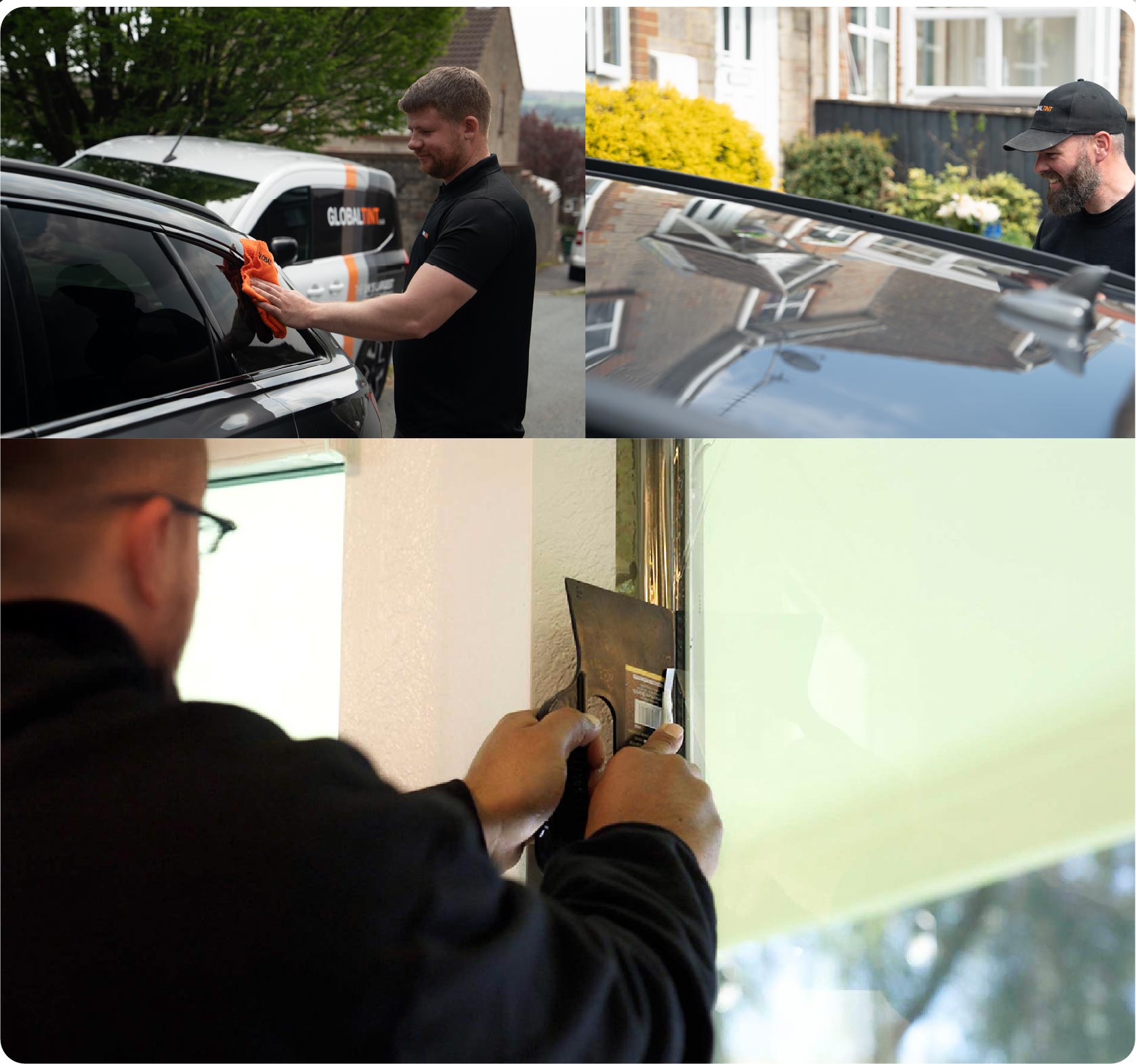 Global Tint Installer Cutting Home Window Film in Halifax