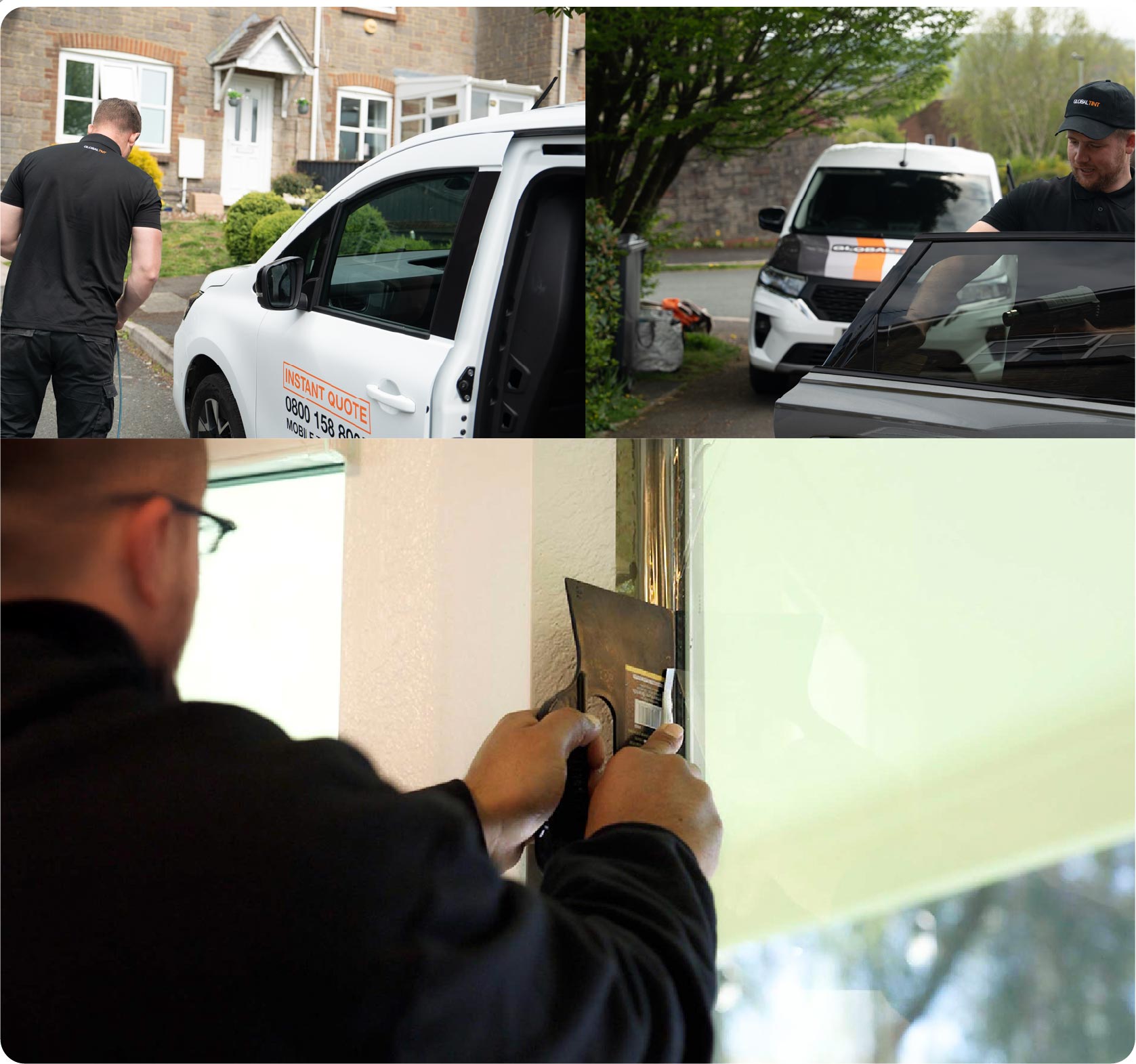 Global Tint Installer Cutting Home Window Film in Harrogate
