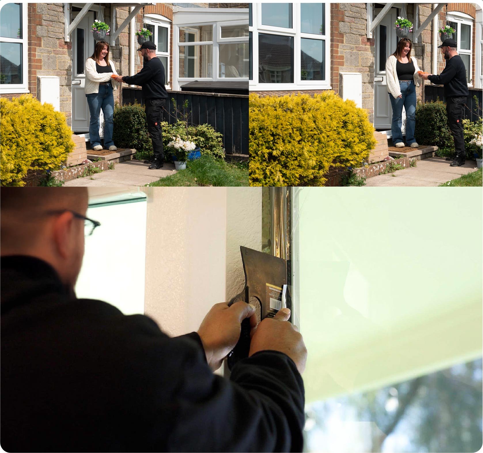 Global Tint Installer Cutting Home Window Film in Havant