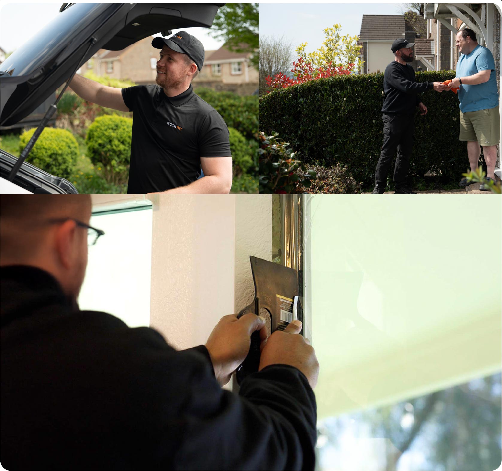 Global Tint Installer Cutting Home Window Film in Heswall