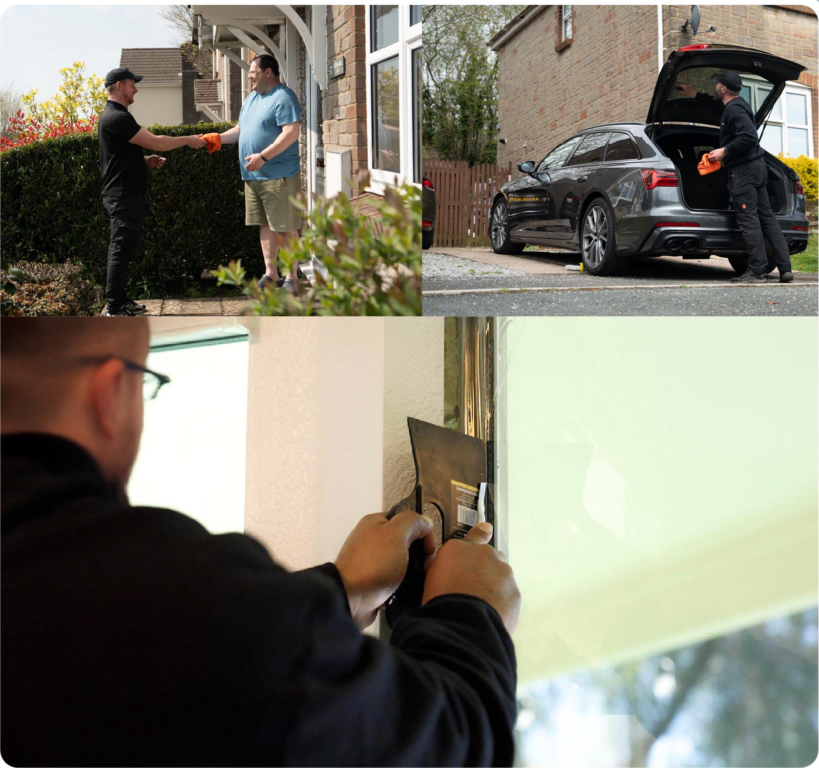 Global Tint Installer Cutting Home Window Film in Huddersfield