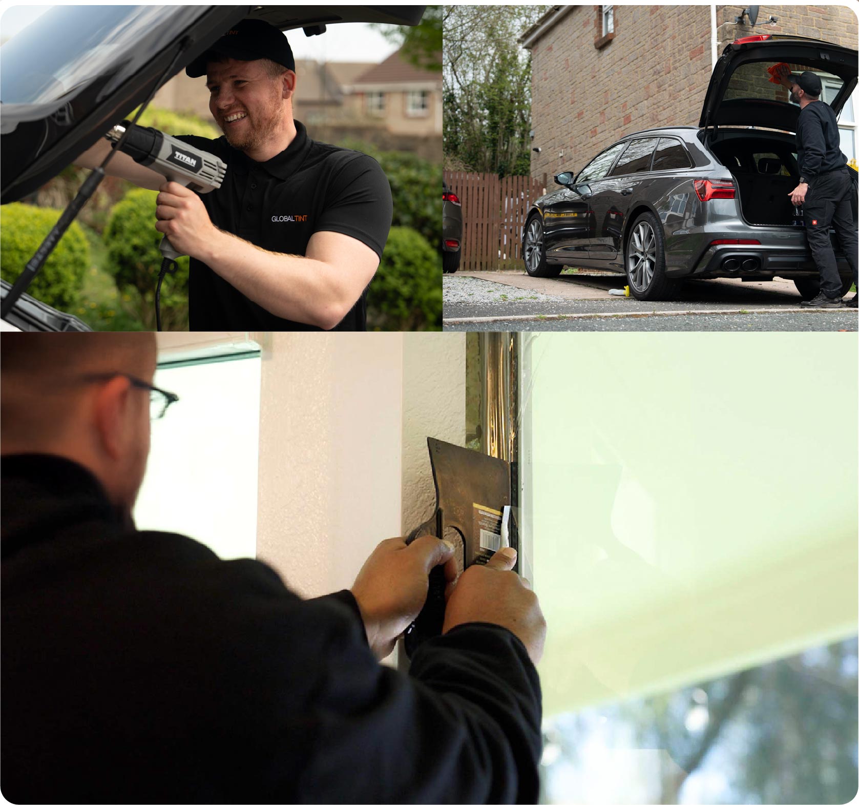 Global Tint Installer Cutting Home Window Film in Ipswich