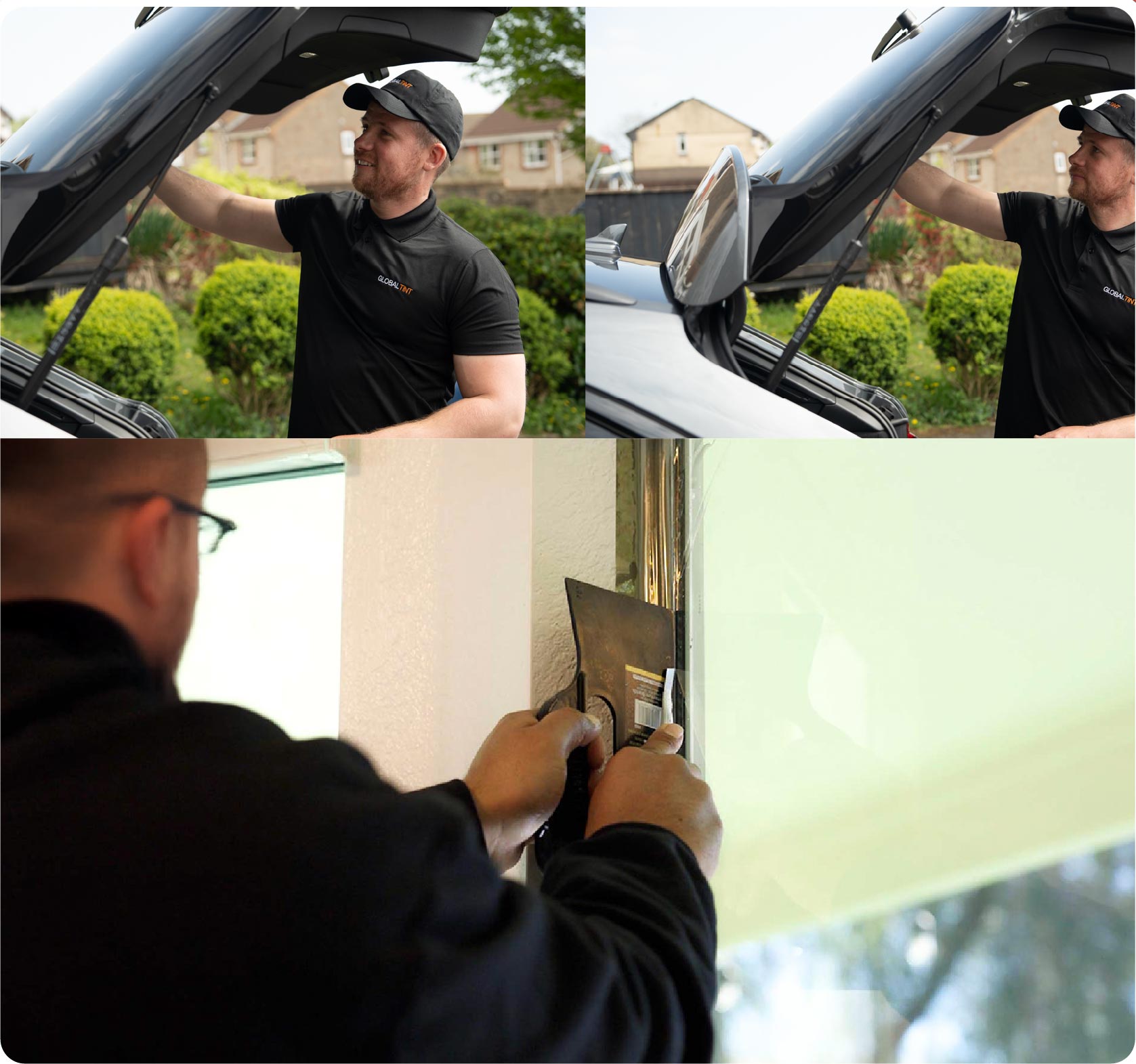 Global Tint Installer Cutting Home Window Film in Kidderminster