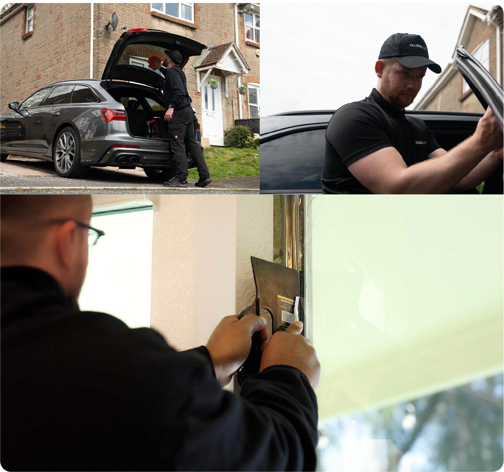 Global Tint Installer Cutting Home Window Film in Leeds