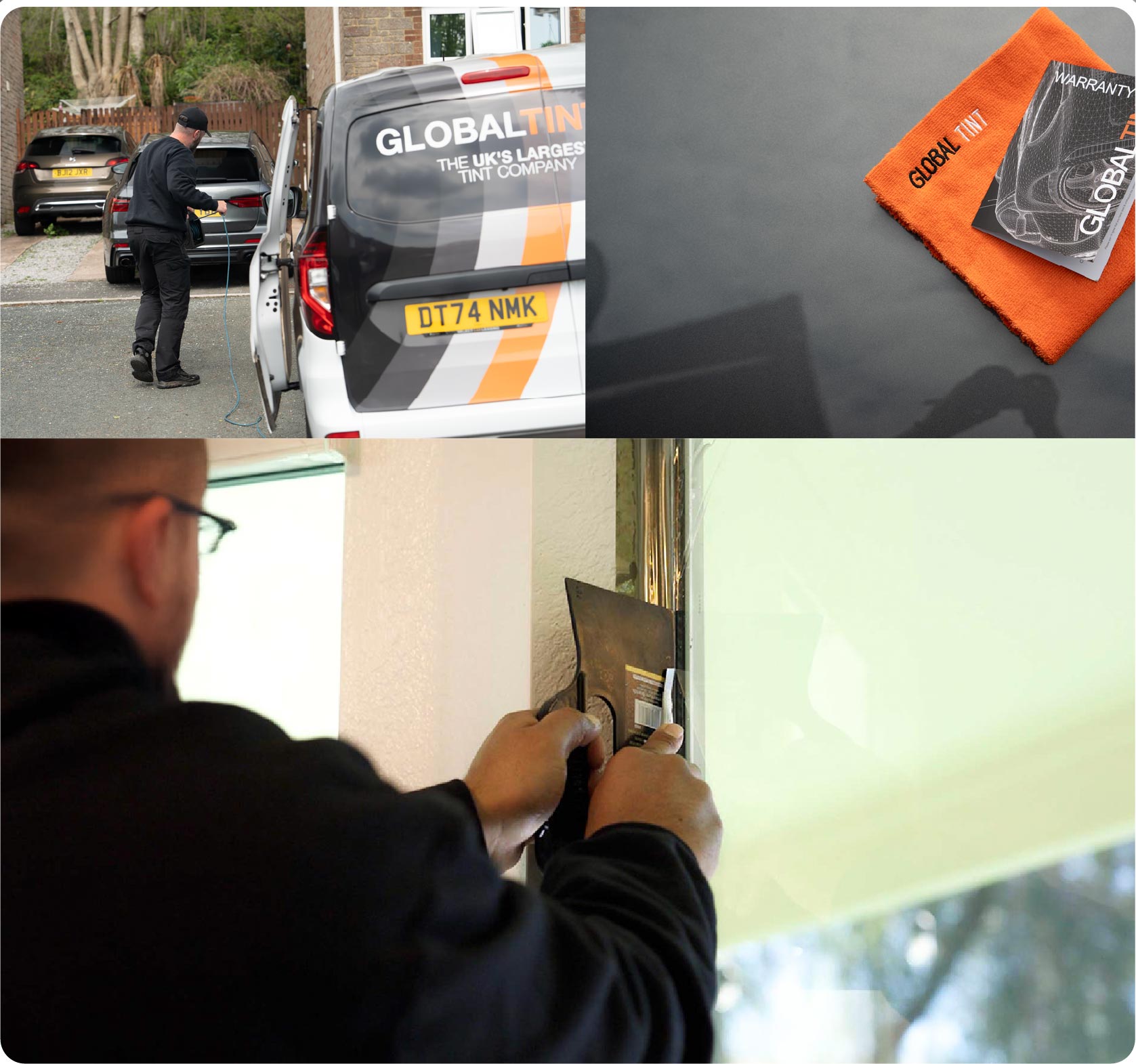 Global Tint Installer Cutting Home Window Film in Leicester