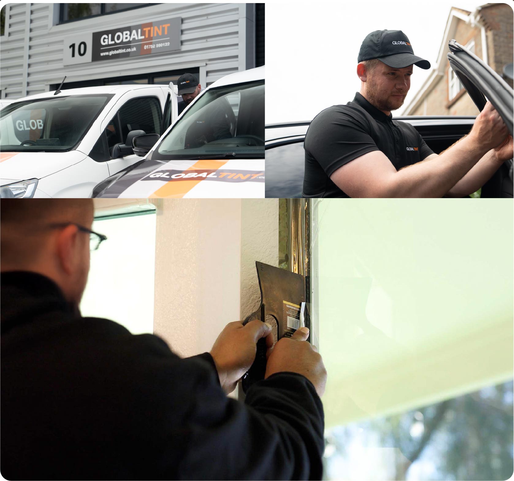 Global Tint Installer Cutting Home Window Film in Liverpool