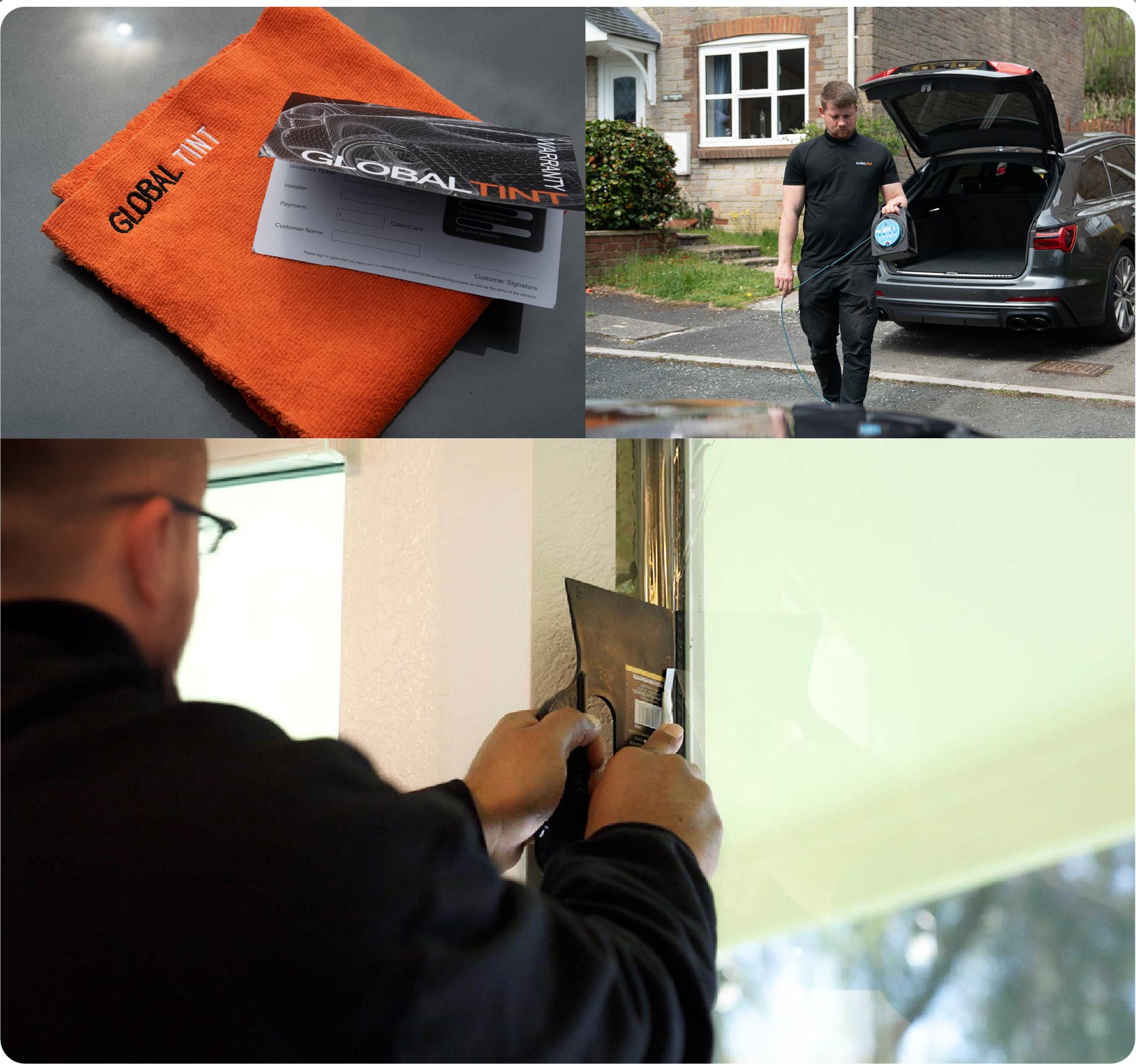 Global Tint Installer Cutting Home Window Film in Lowestoft
