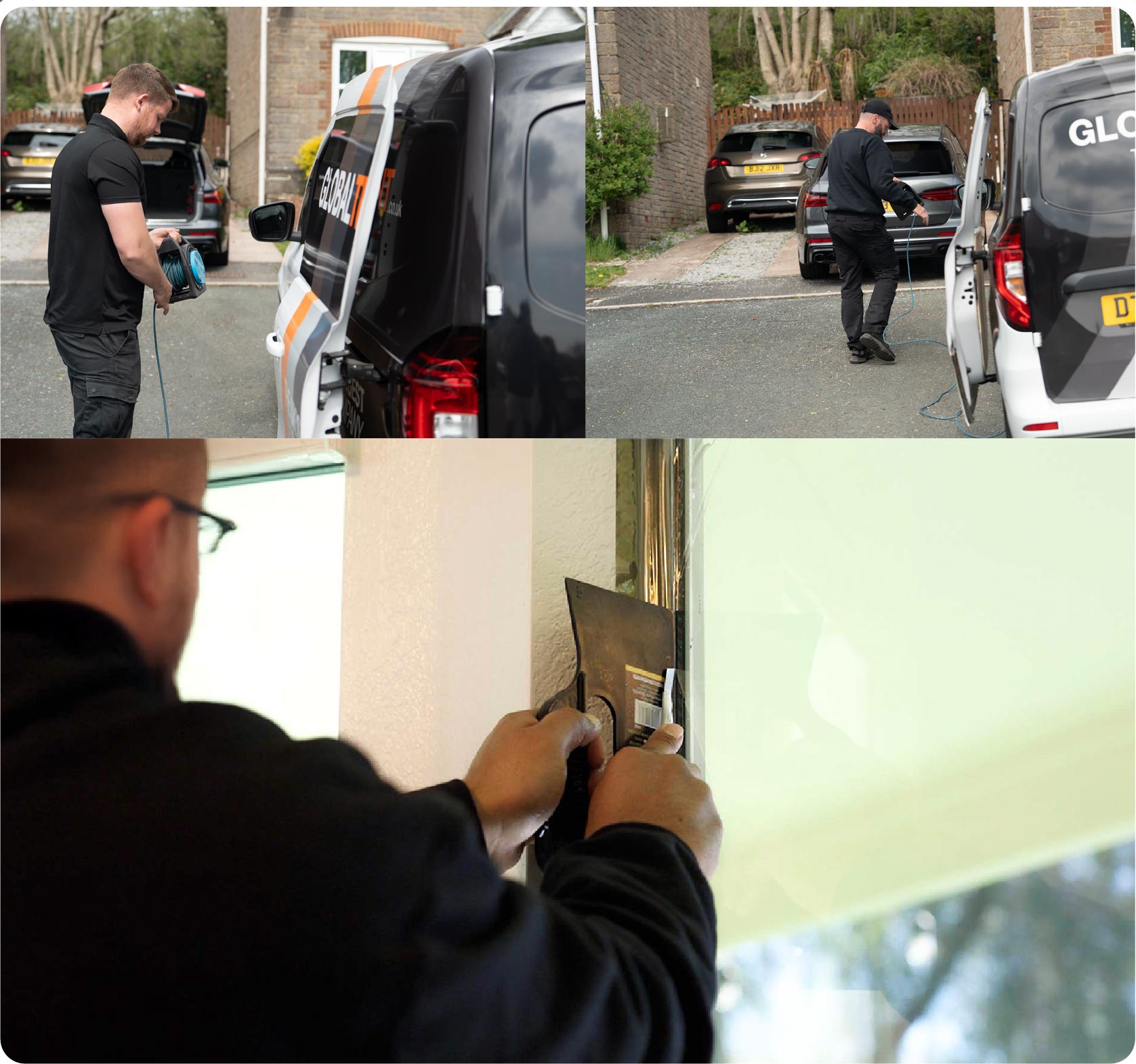 Global Tint Installer Cutting Home Window Film in Macclesfield