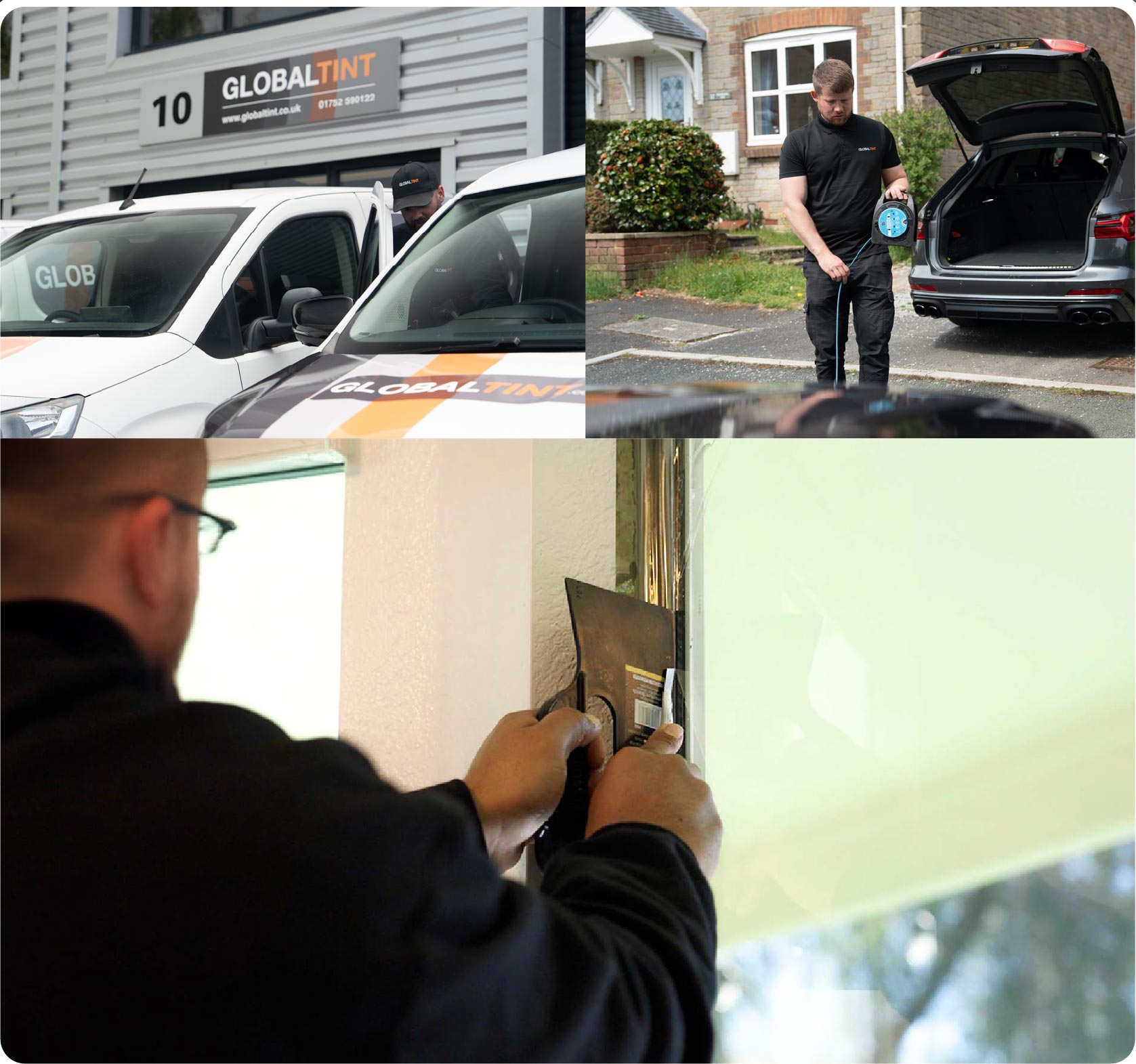Global Tint Installer Cutting Home Window Film in Market Harborough