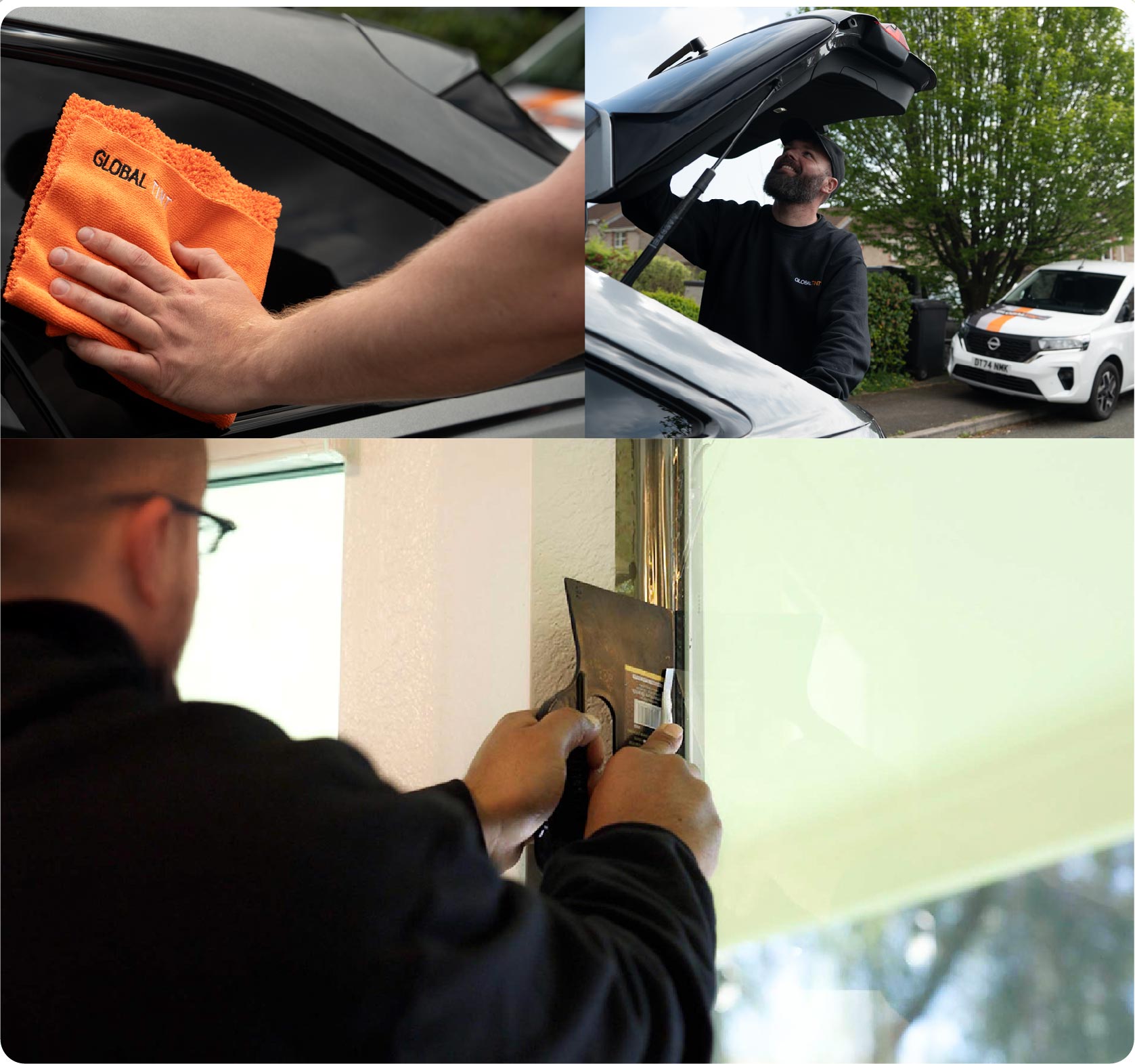 Global Tint Installer Cutting Home Window Film in Milton Keynes