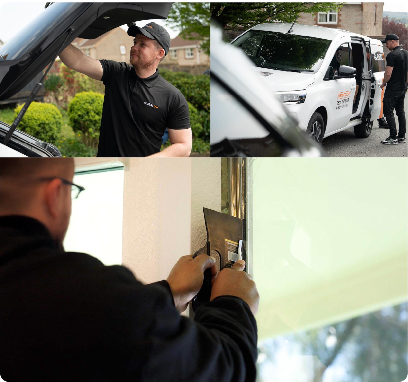 Global Tint Installer Cutting Home Window Film in Neath