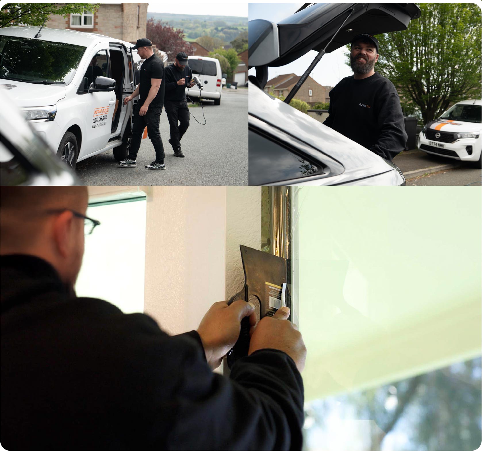 Global Tint Installer Cutting Home Window Film in New Forest