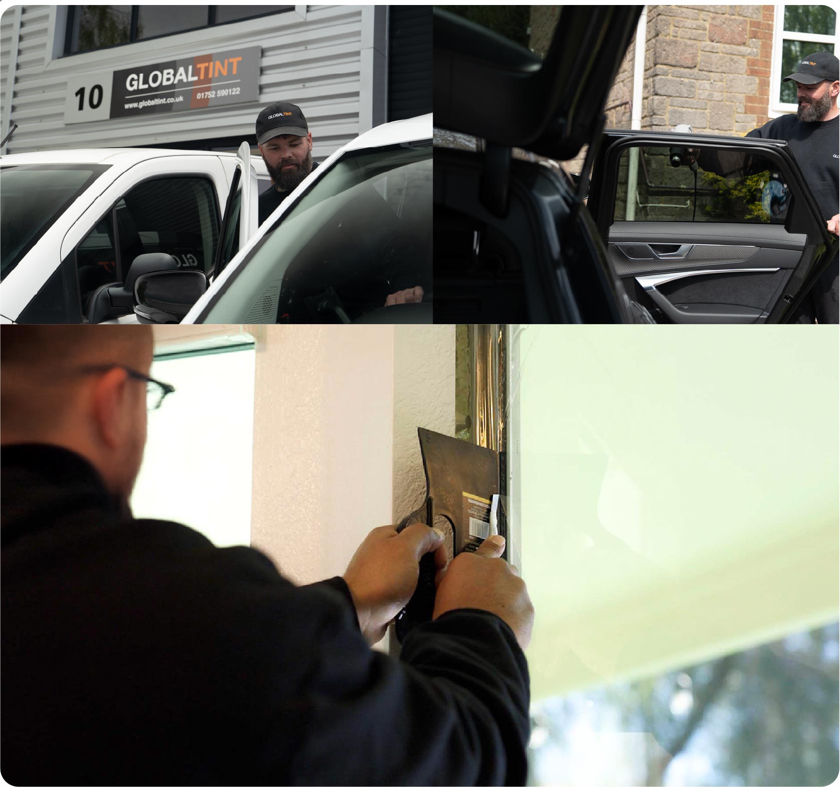 Global Tint Installer Cutting Home Window Film in Newark On Trent