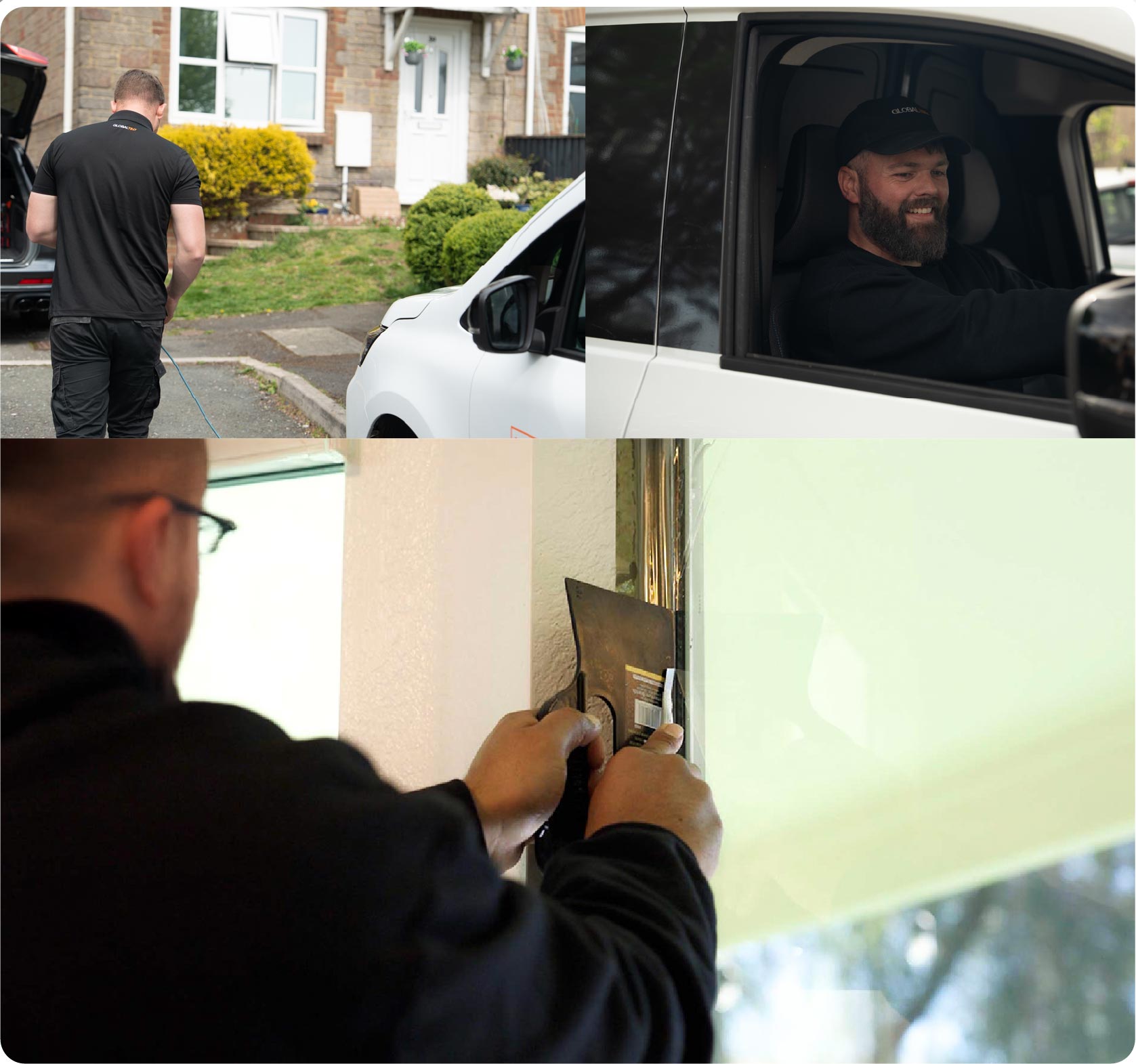 Global Tint Installer Cutting Home Window Film in Newcastle-under-Lyme