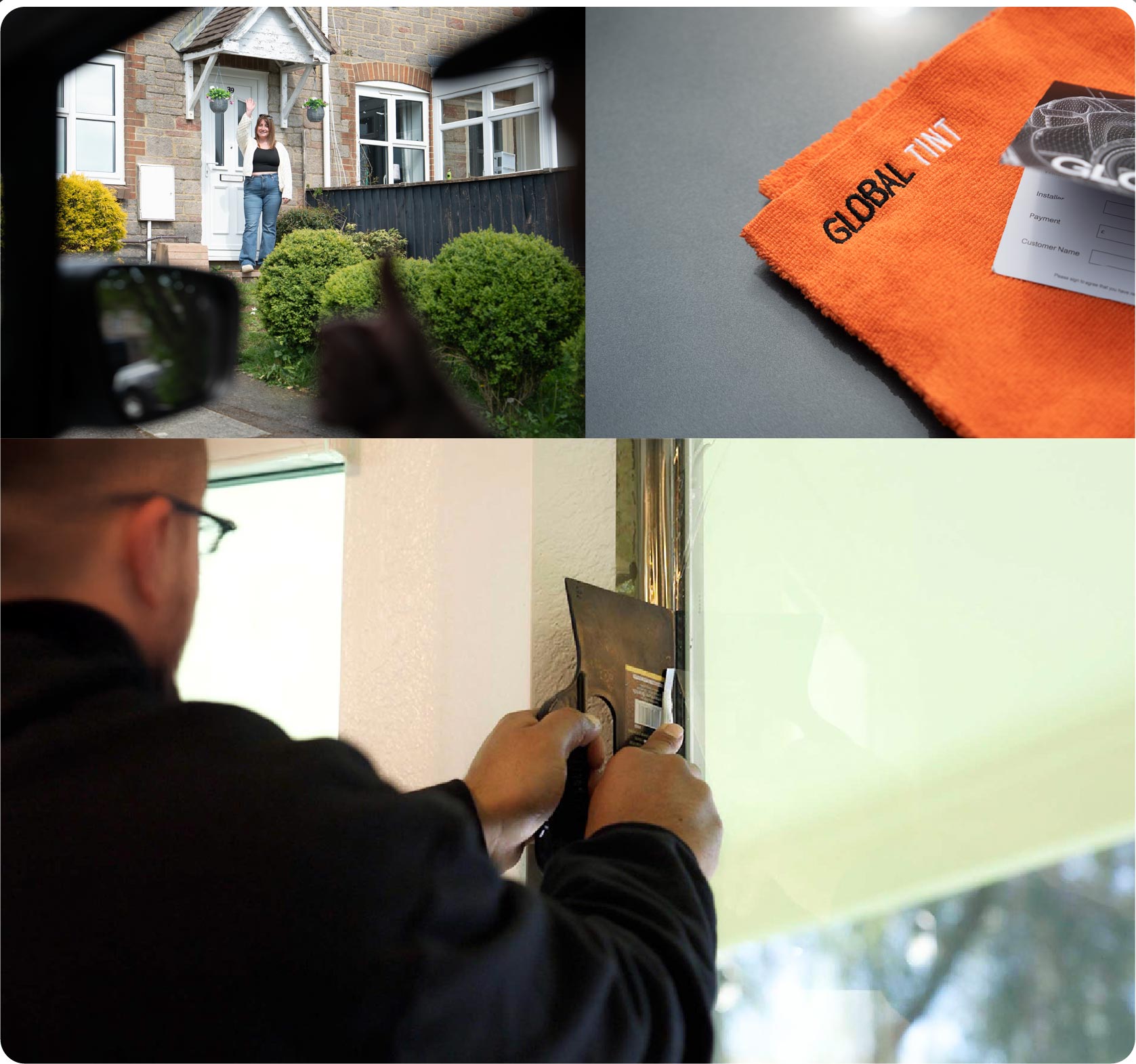 Global Tint Installer Cutting Home Window Film in Nottingham