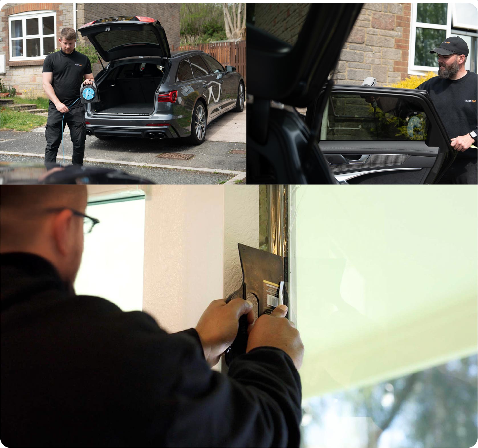 Global Tint Installer Cutting Home Window Film in Nuneaton