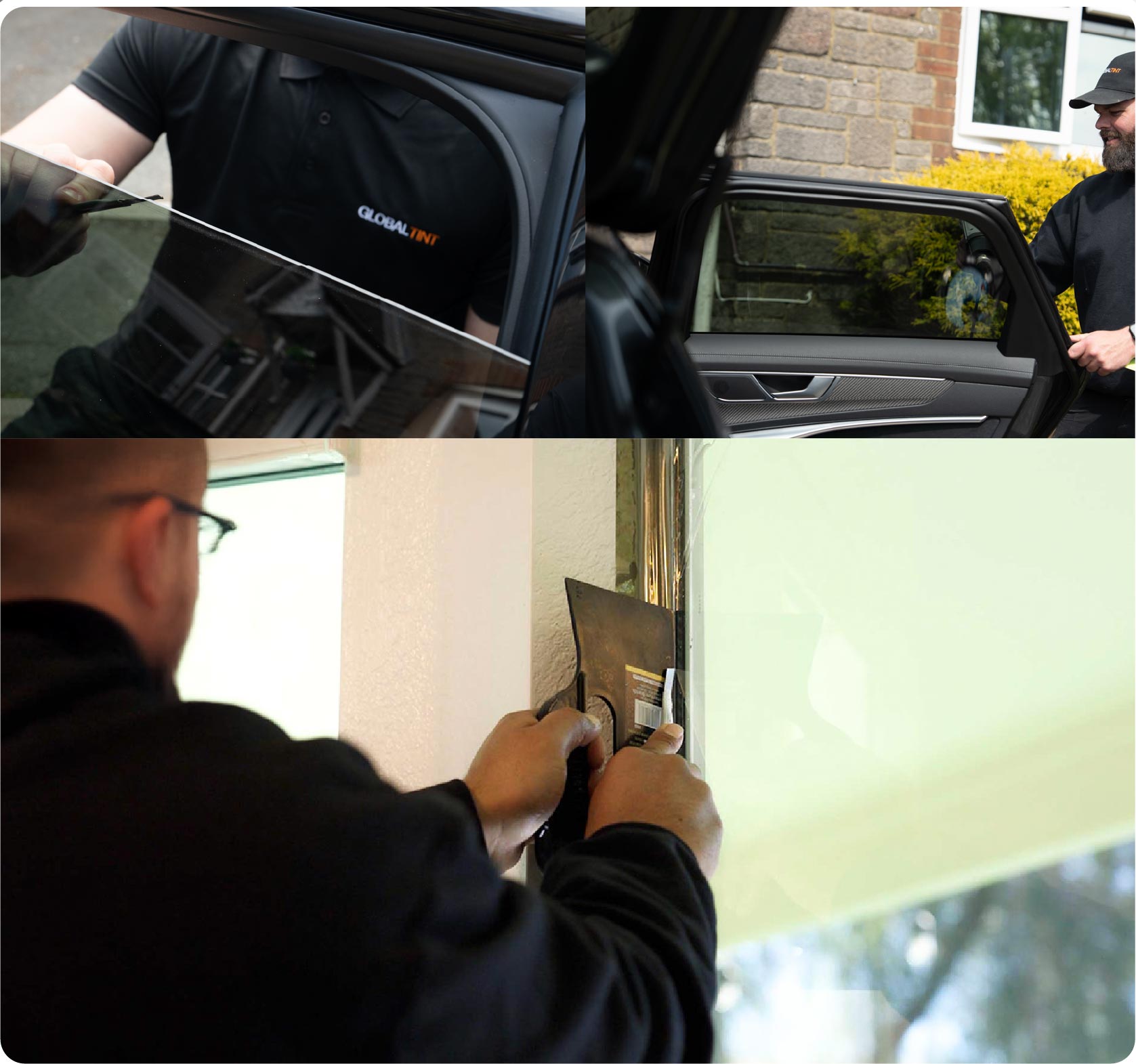 Global Tint Installer Cutting Home Window Film in Peterborough