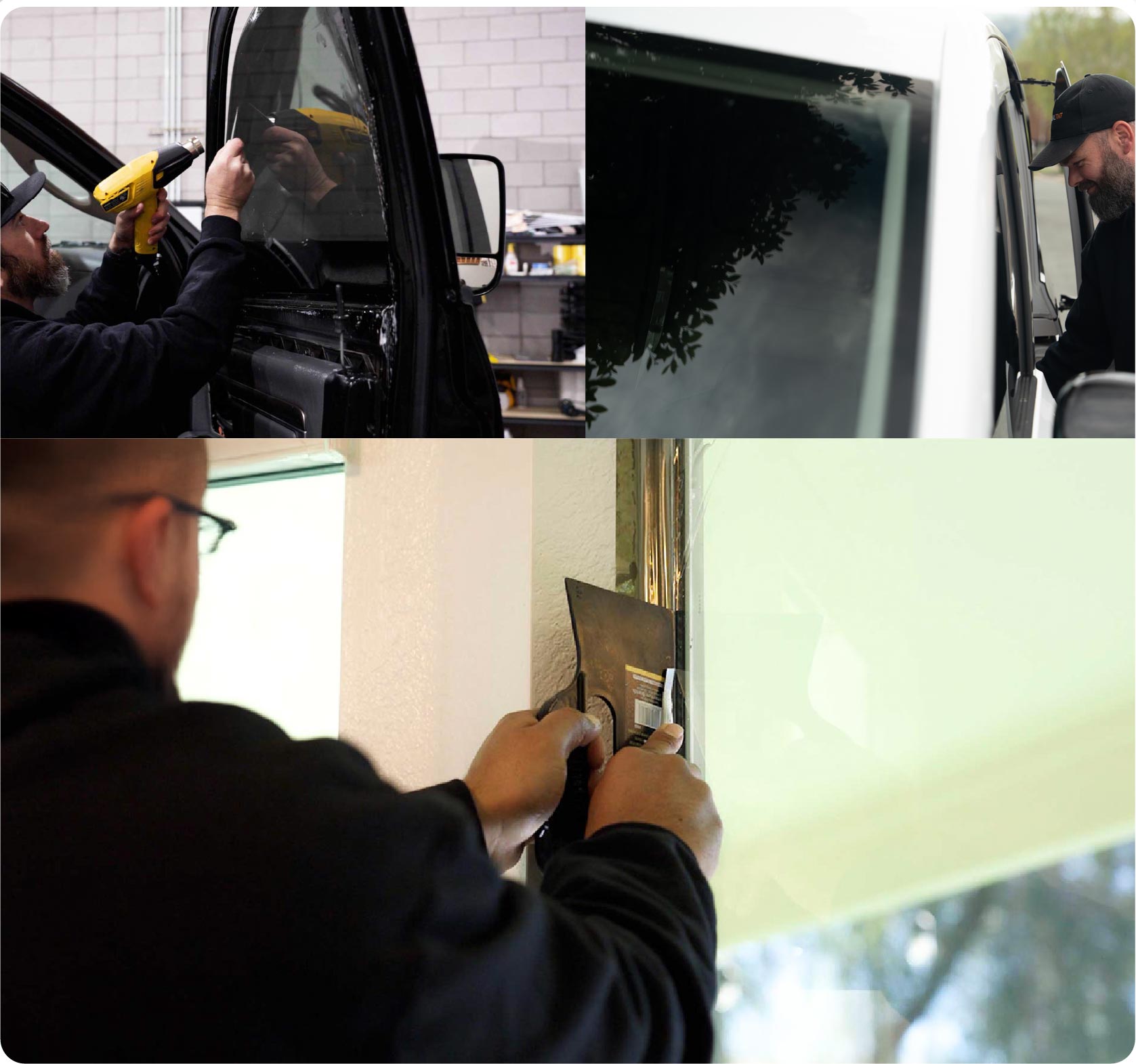 Global Tint Installer Cutting Home Window Film in Preston