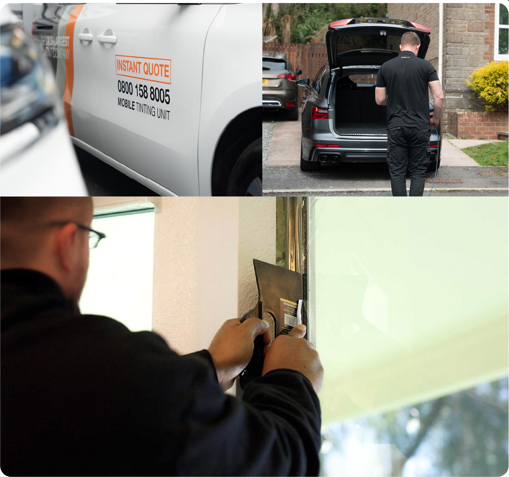Global Tint Installer Cutting Home Window Film in Ringwood