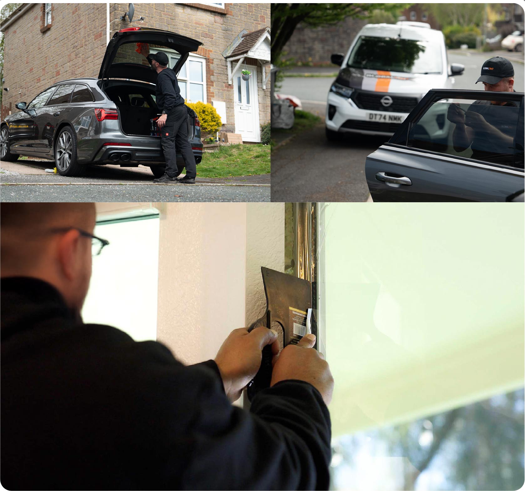 Global Tint Installer Cutting Home Window Film in Rochdale