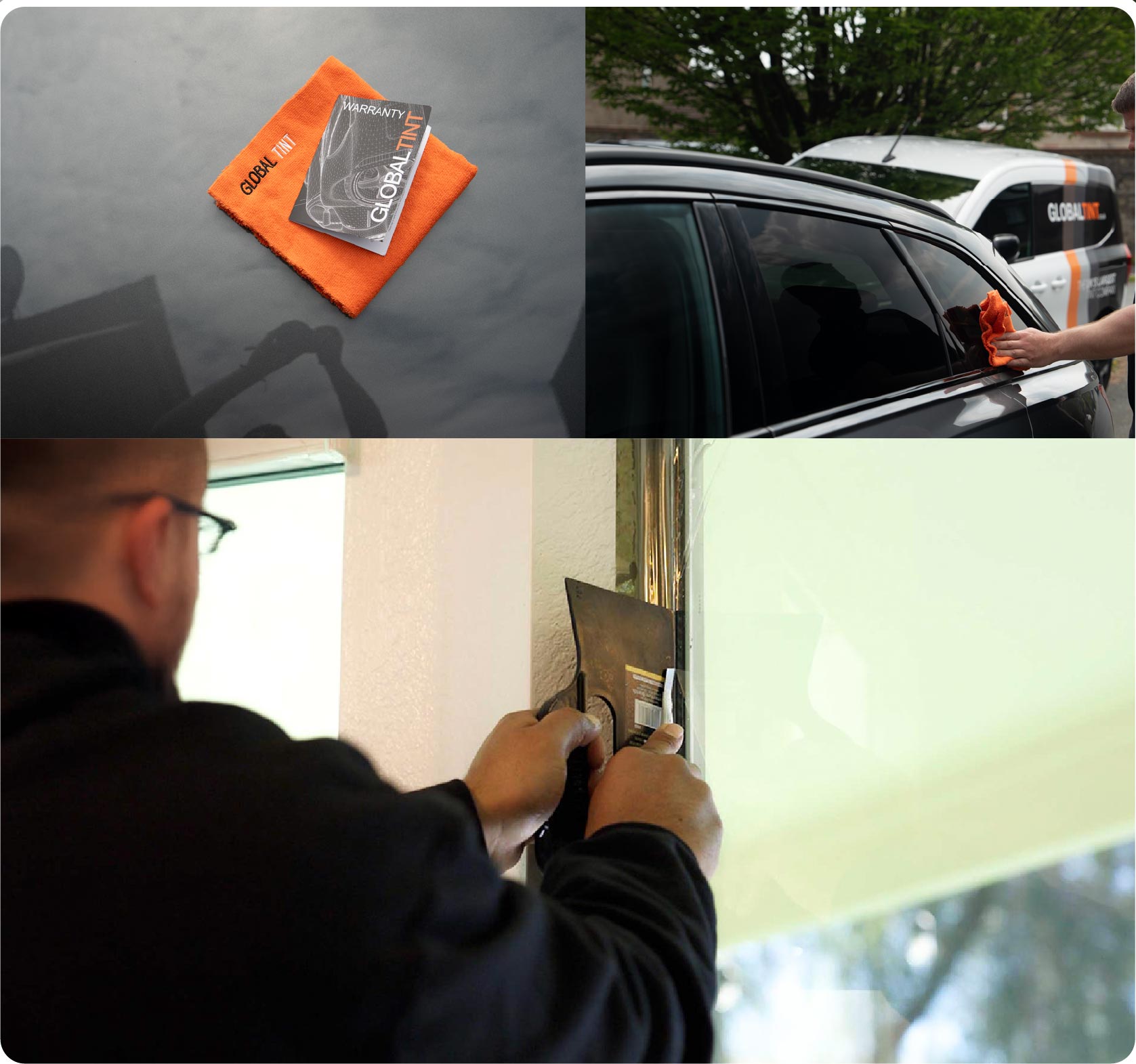 Global Tint Installer Cutting Home Window Film in Rotherham