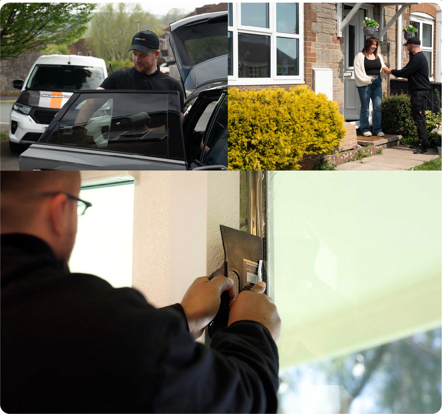 Global Tint Installer Cutting Home Window Film in Runcorn