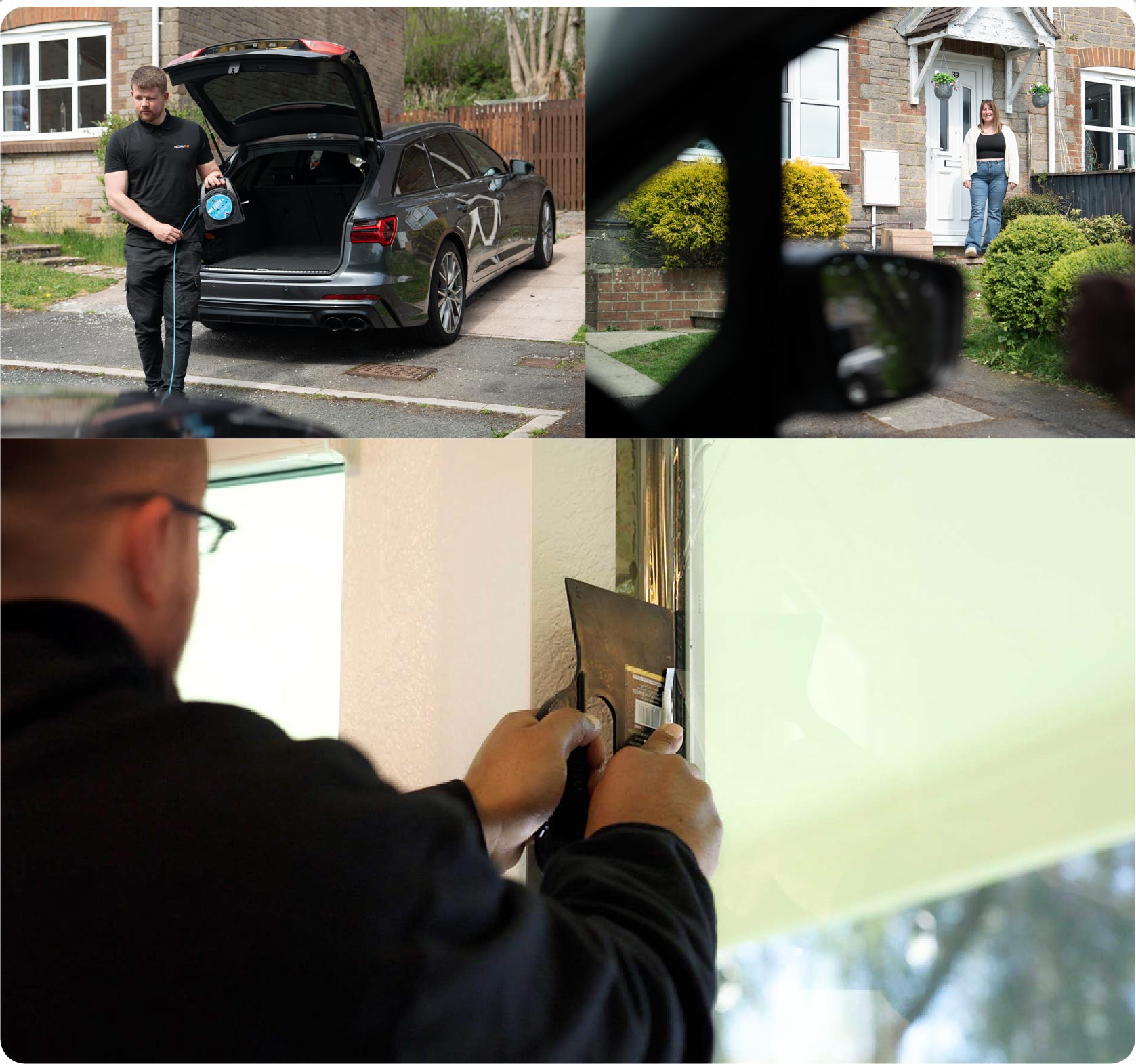 Global Tint Installer Cutting Home Window Film in Sheffield