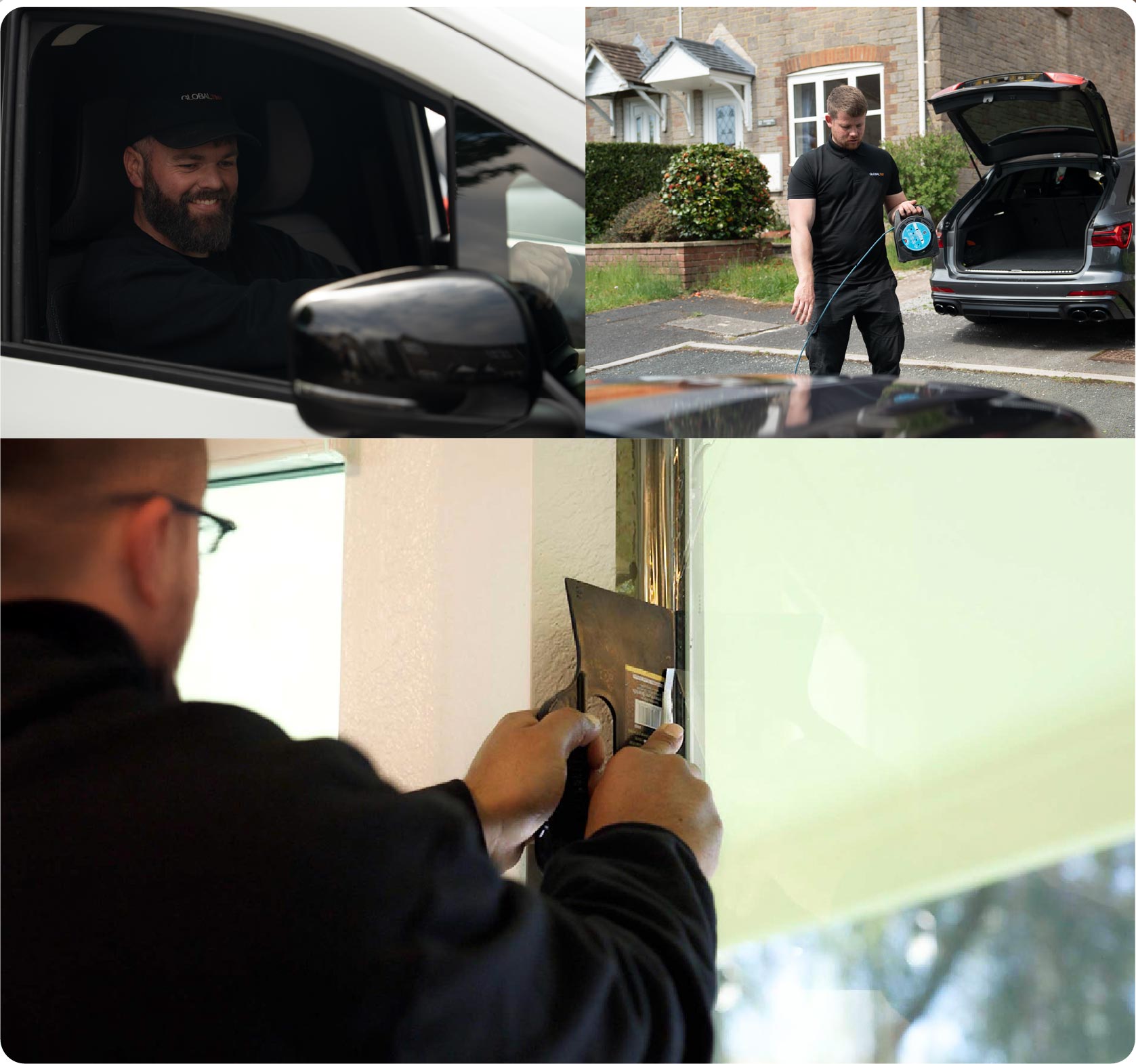 Global Tint Installer Cutting Home Window Film in Shrewsbury