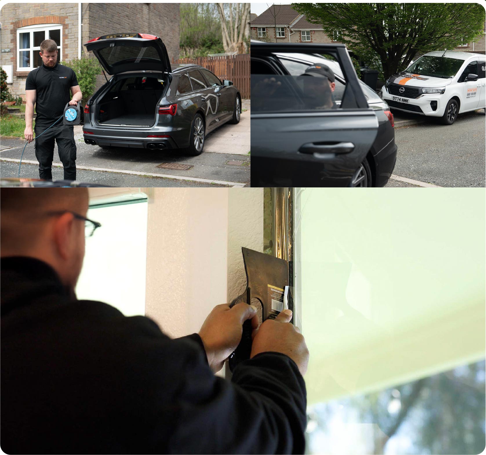 Global Tint Installer Cutting Home Window Film in Southampton