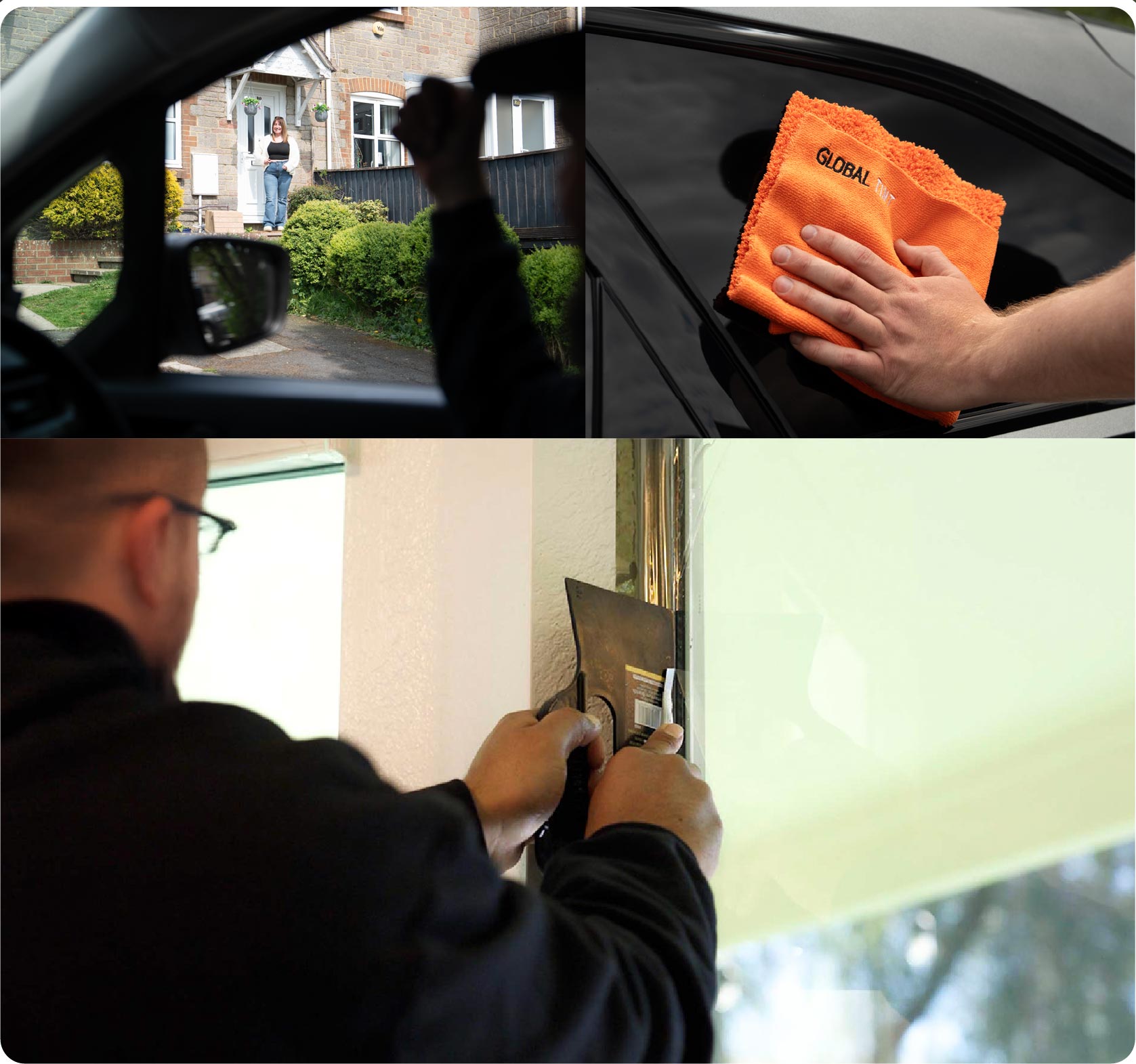 Global Tint Installer Cutting Home Window Film in Southend