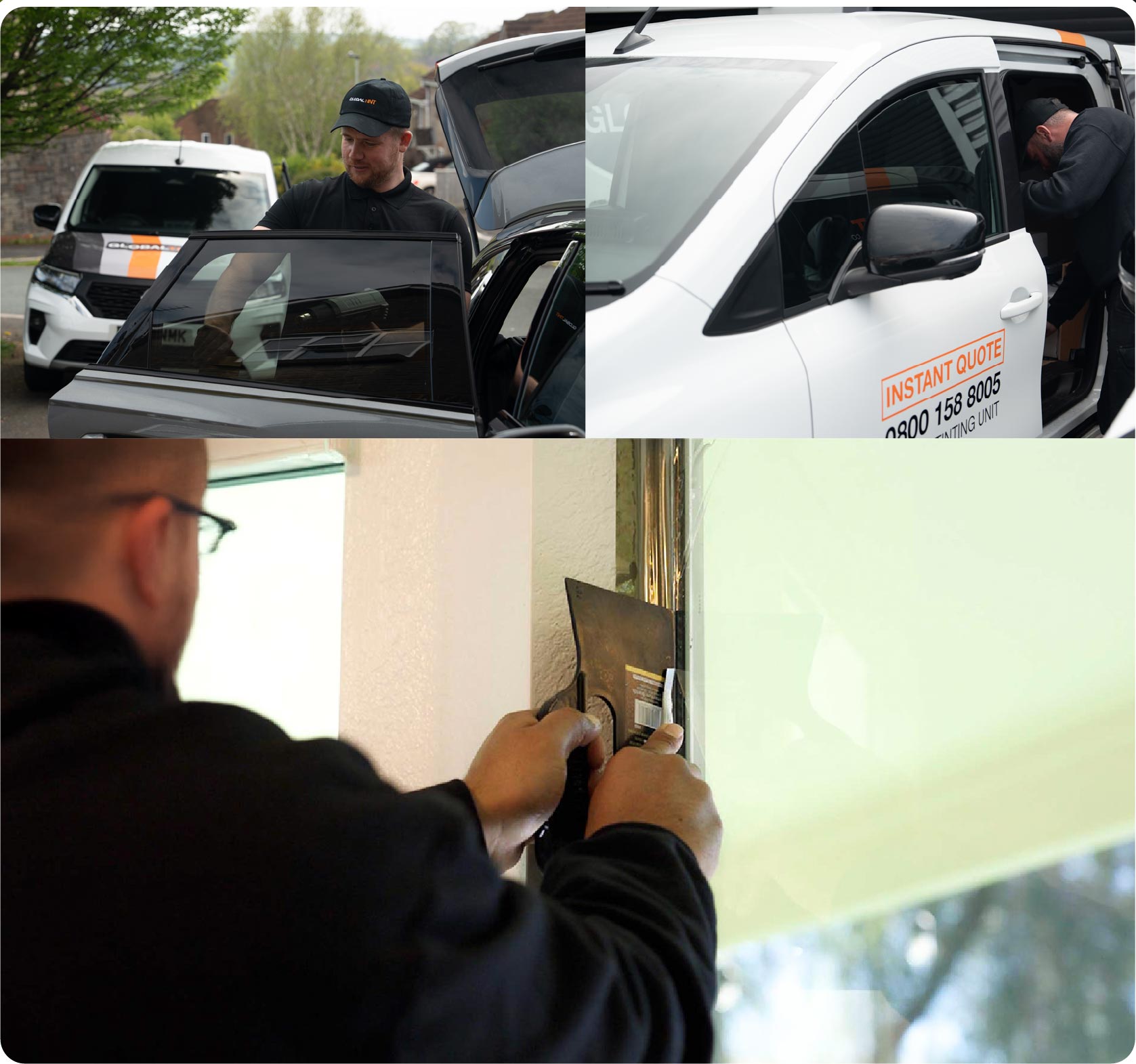 Global Tint Installer Cutting Home Window Film in Southport