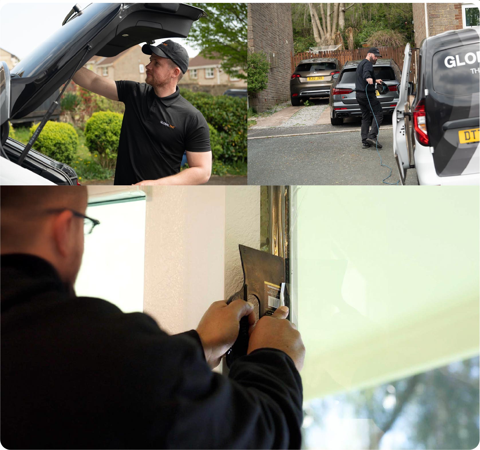 Global Tint Installer Cutting Home Window Film in Swansea