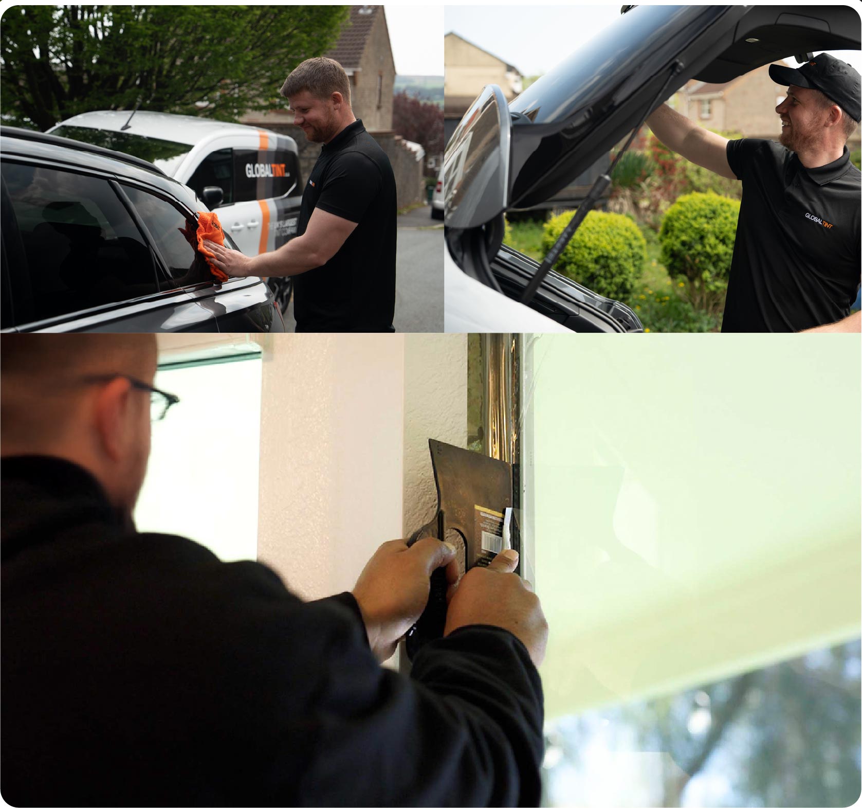 Global Tint Installer Cutting Home Window Film in Swindon