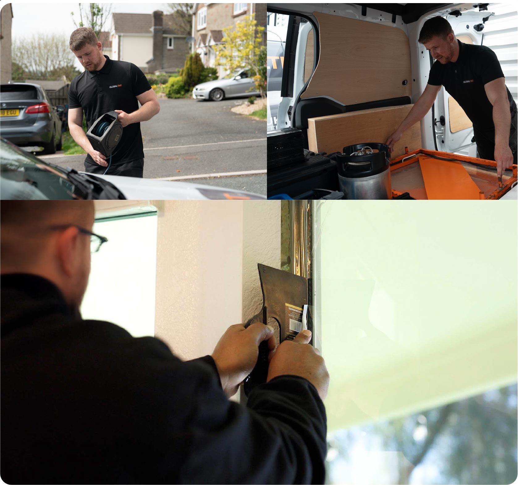 Global Tint Installer Cutting Home Window Film in Walsall
